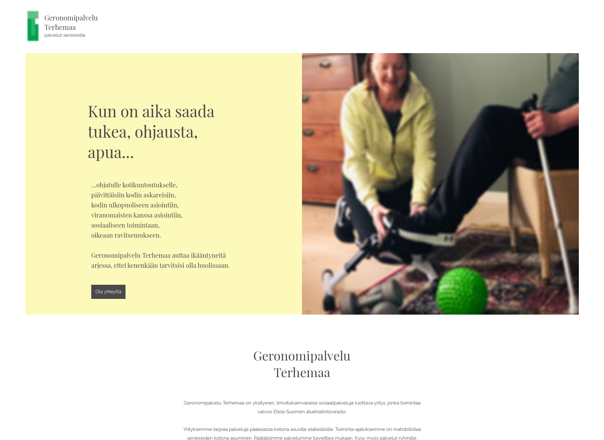 Skärmdump för geronomipalveluterhemaa.fi