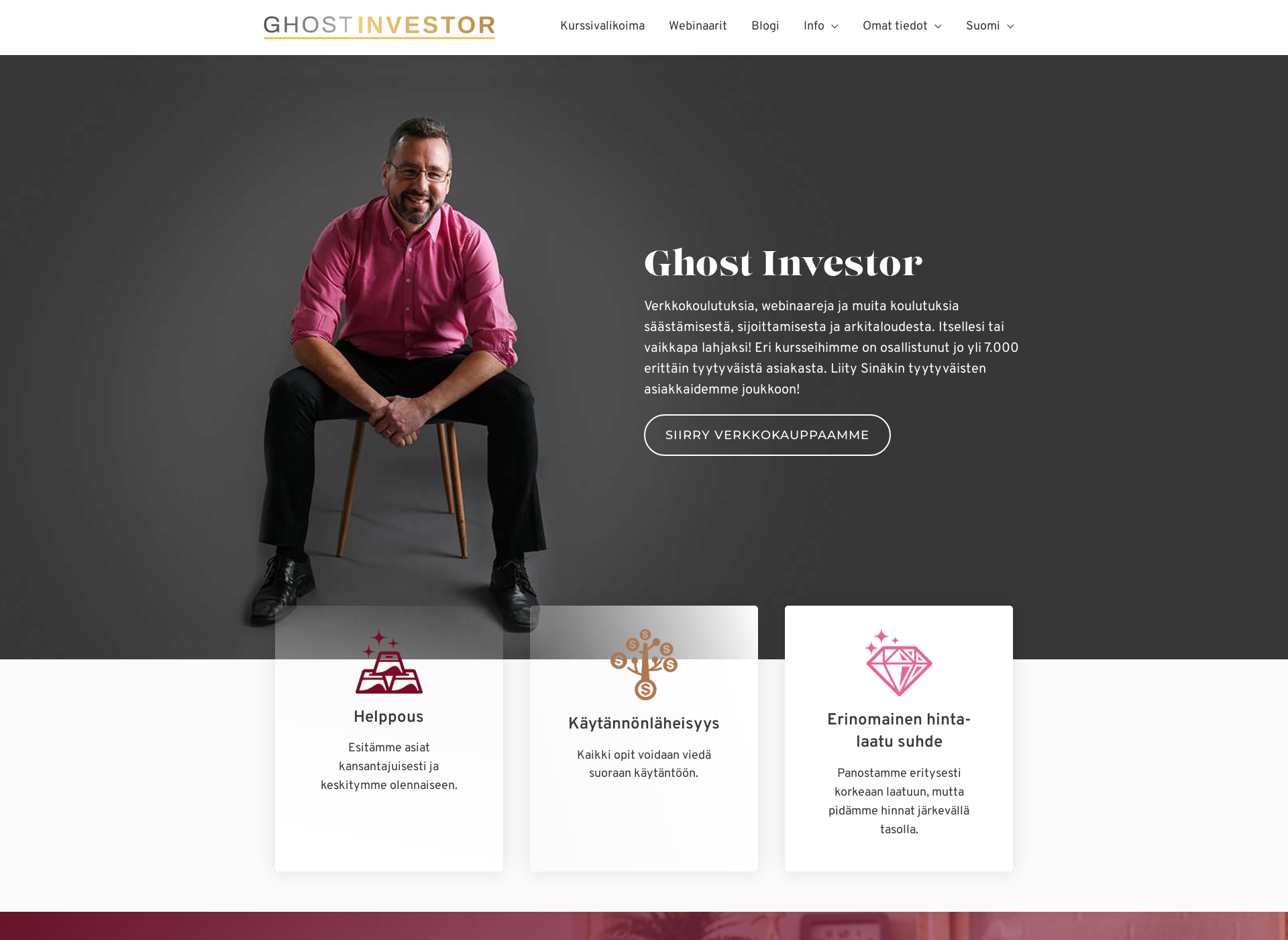 Skärmdump för ghostinvestor.fi