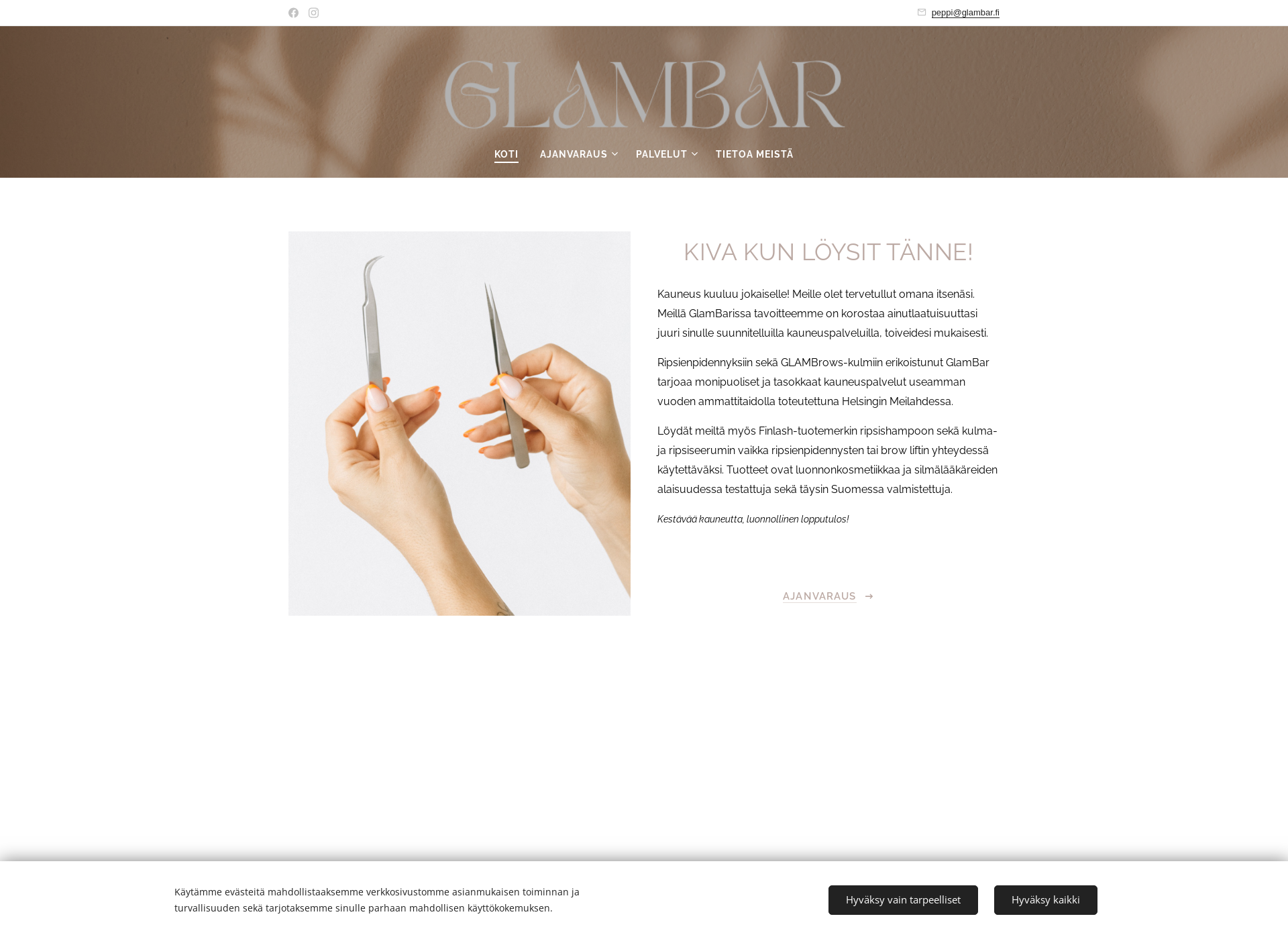 Skärmdump för glambar.fi