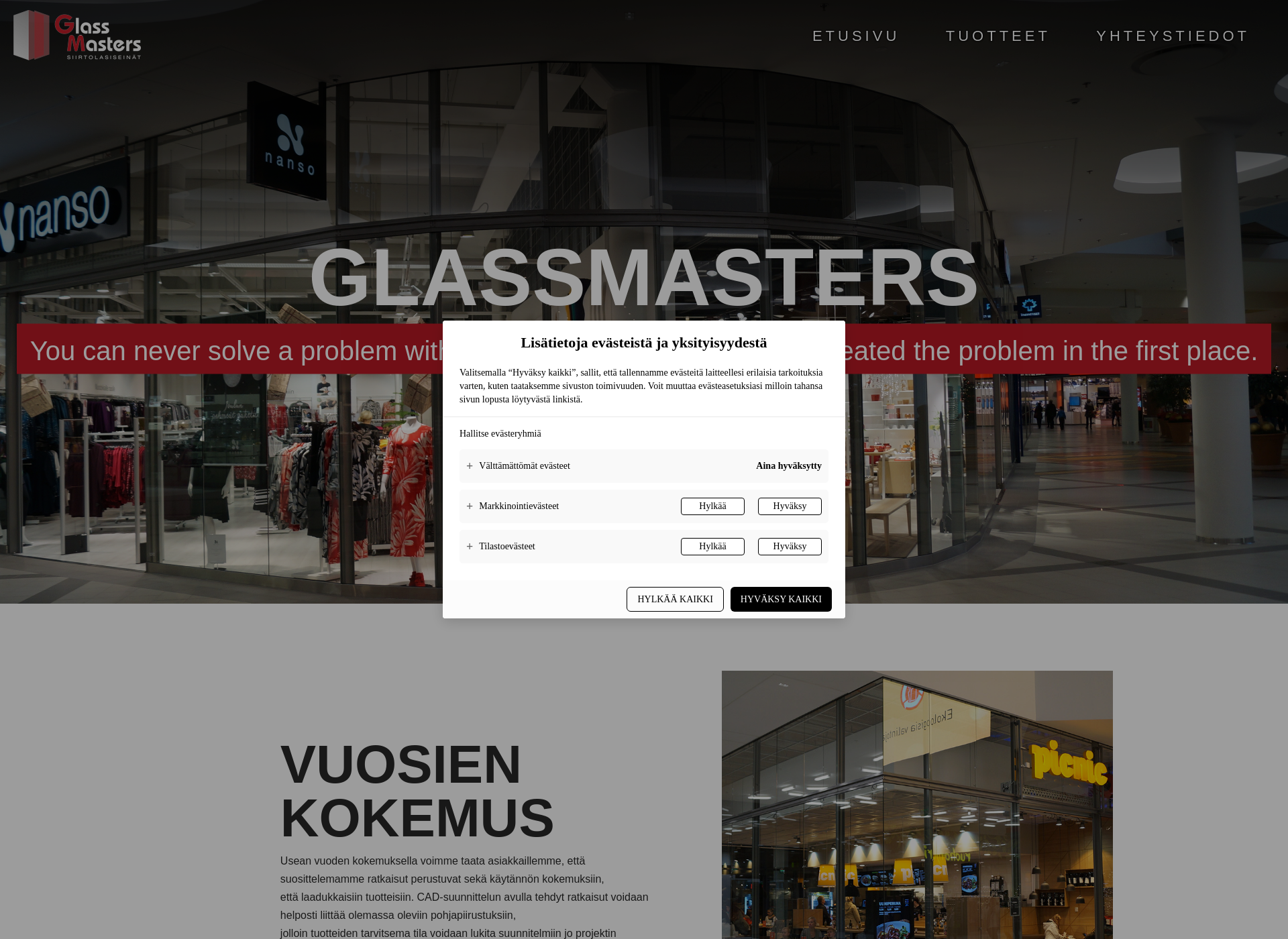 Skärmdump för glassmasters.fi