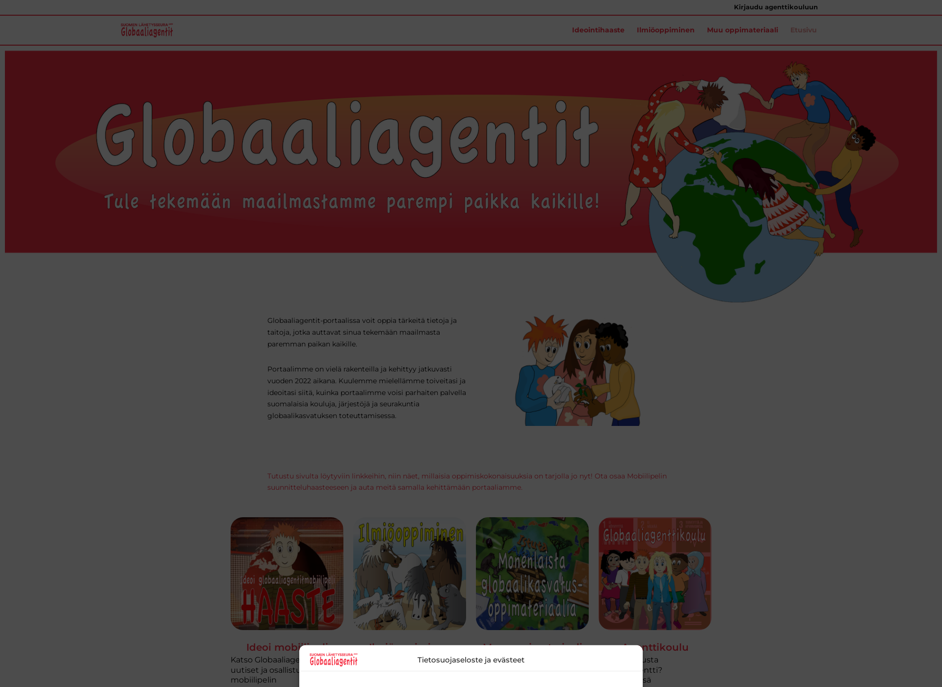 Skärmdump för globaaliagentit.fi
