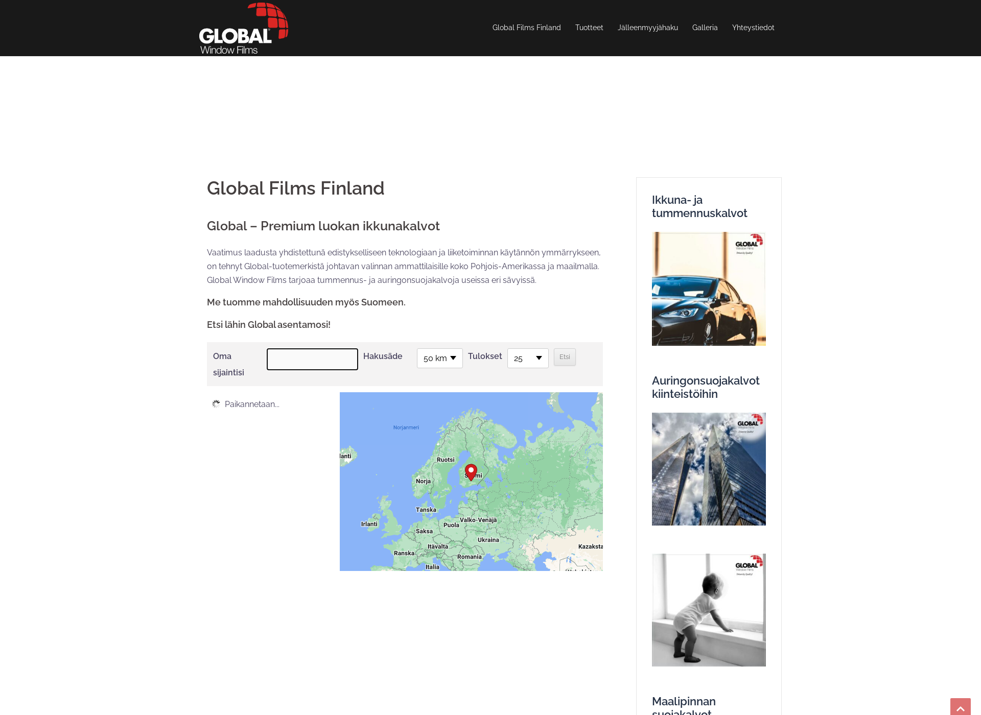 Skärmdump för globalfilms.fi