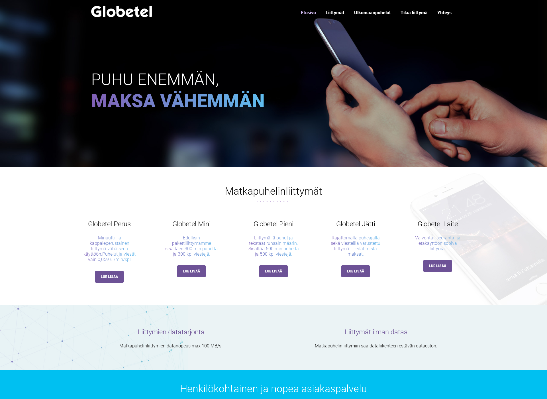 Screenshot for globetel.fi