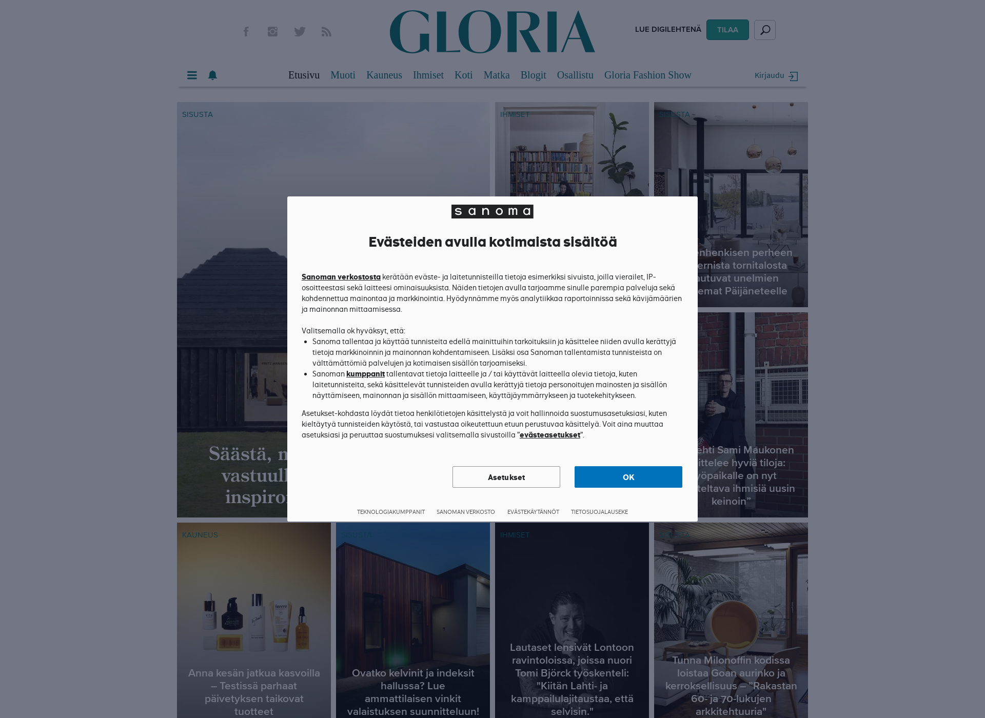 Screenshot for gloria.fi