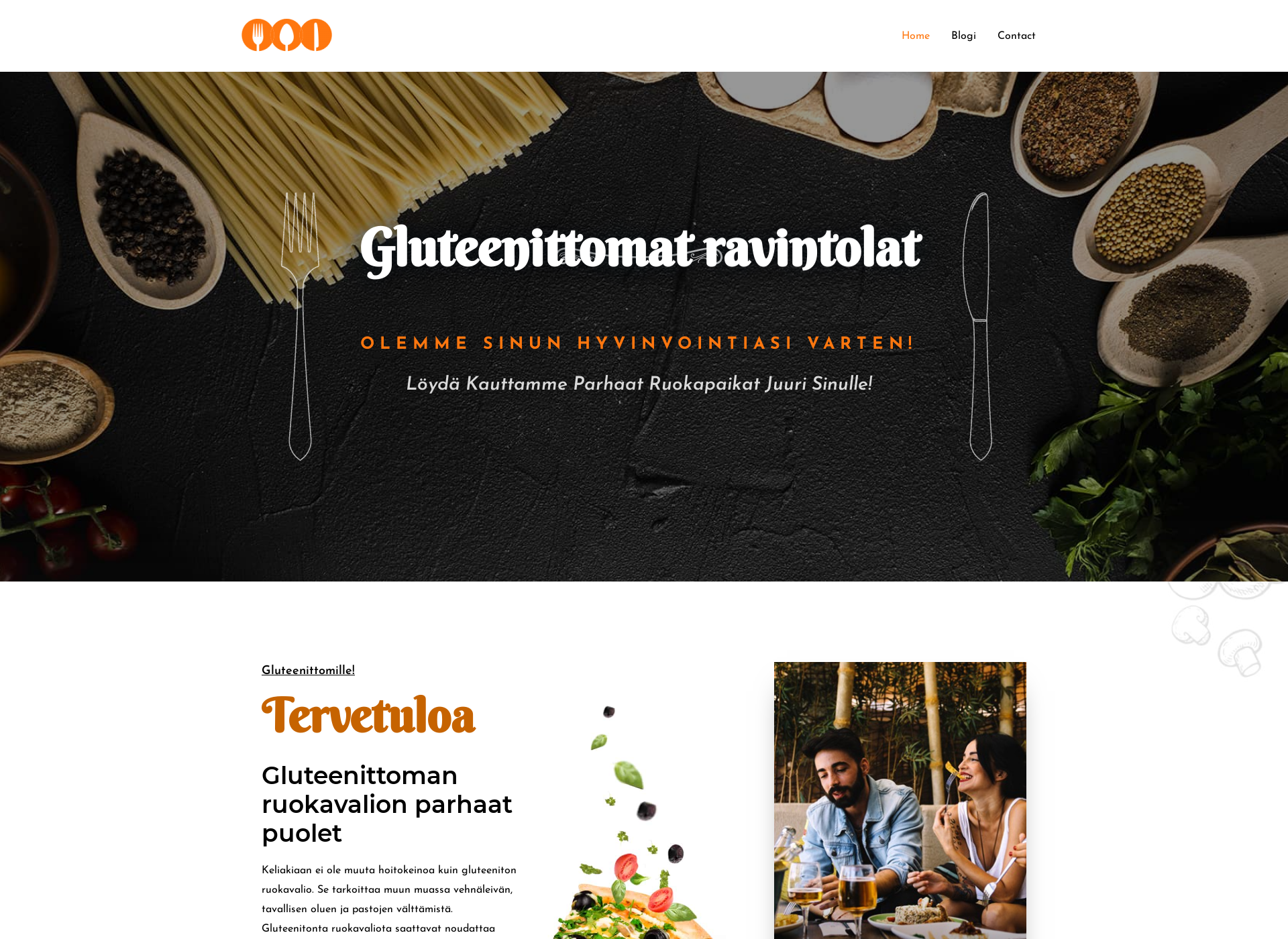 Skärmdump för gluteenitonravintola.fi