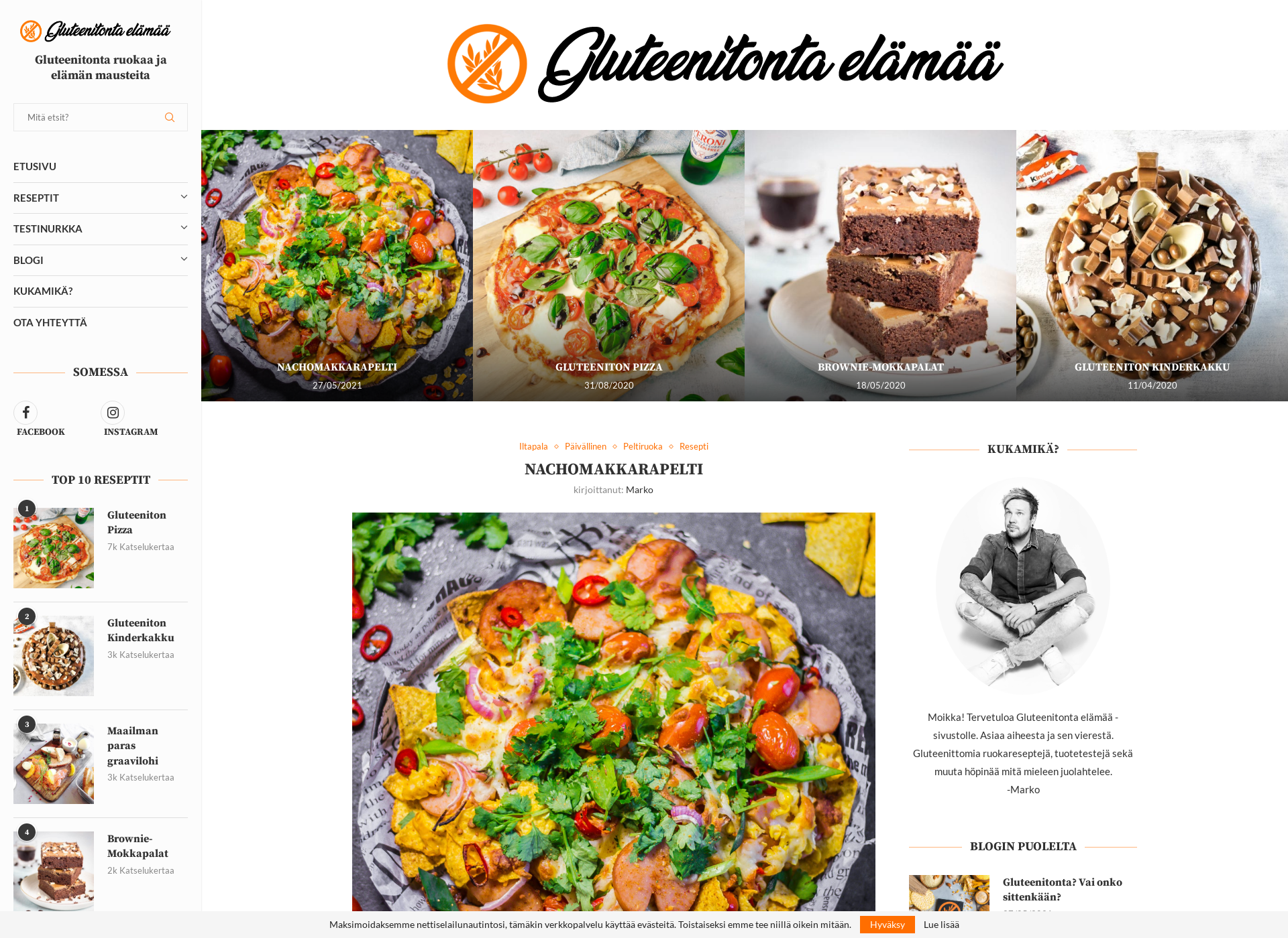 Skärmdump för gluteenitontaelamaa.fi
