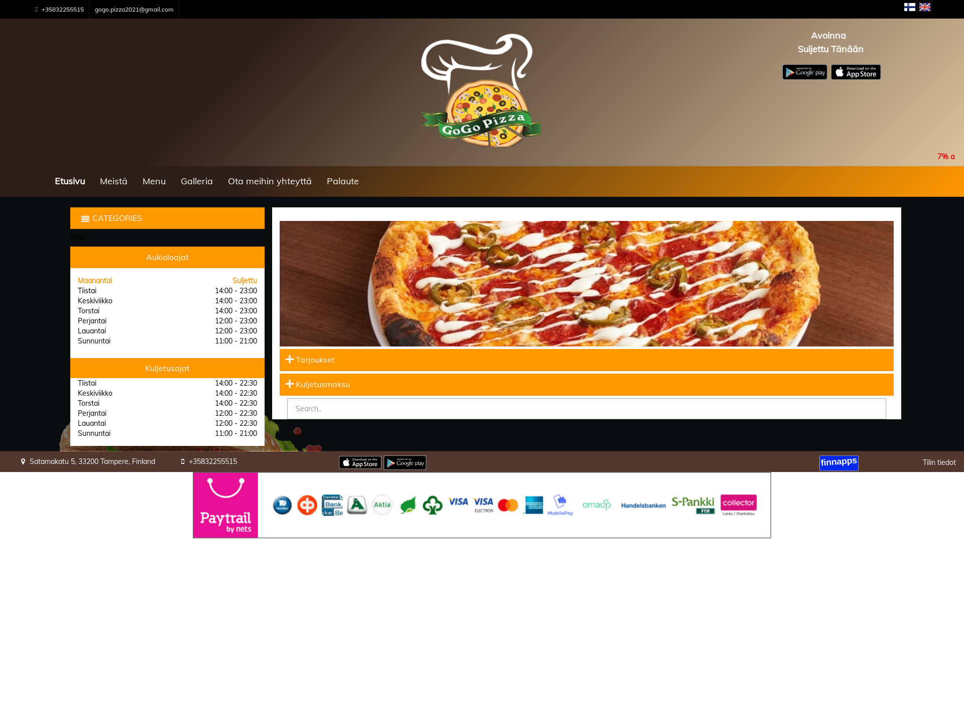 Screenshot for gogo-pizza.fi