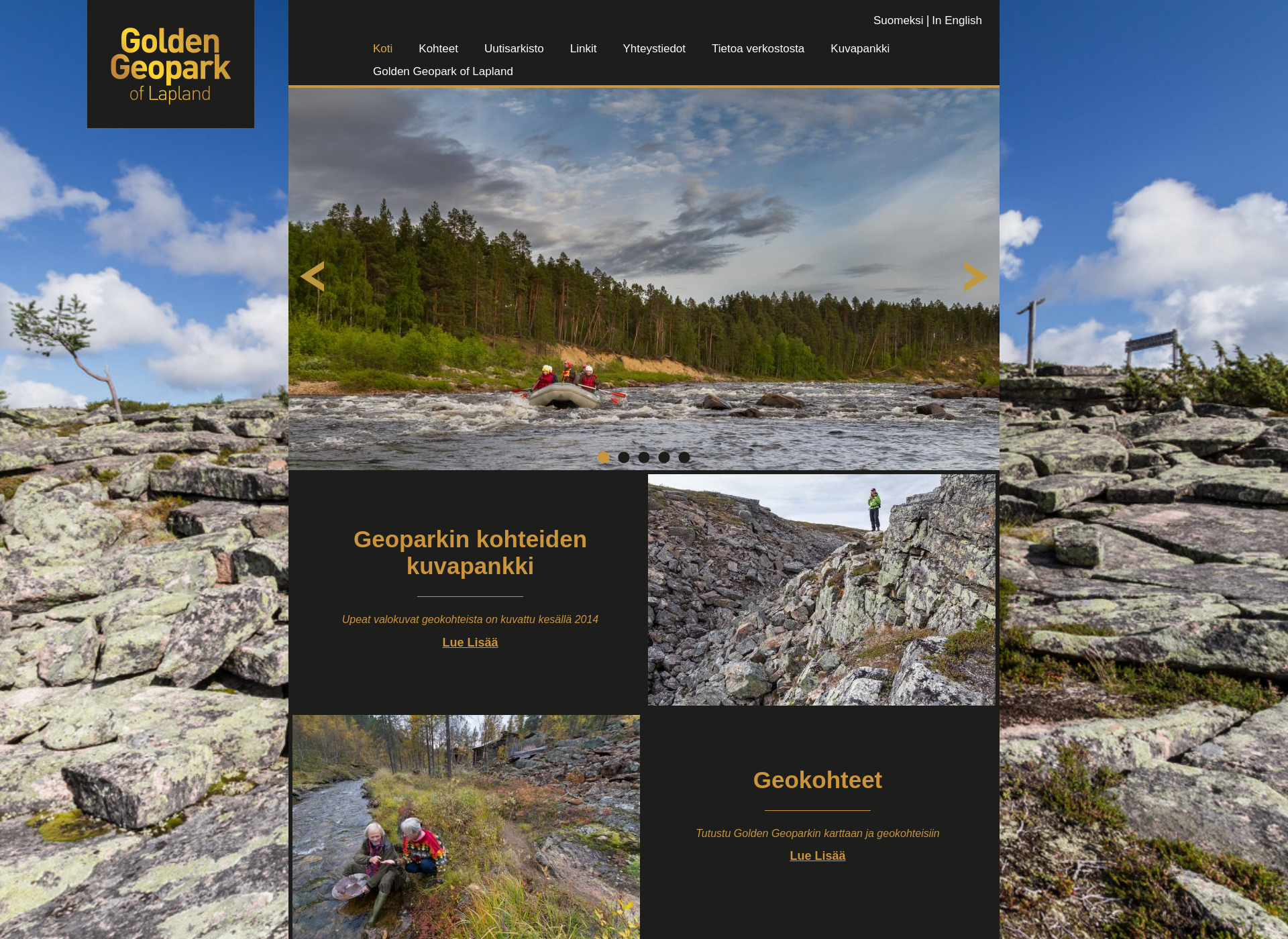 Skärmdump för goldengeopark.fi
