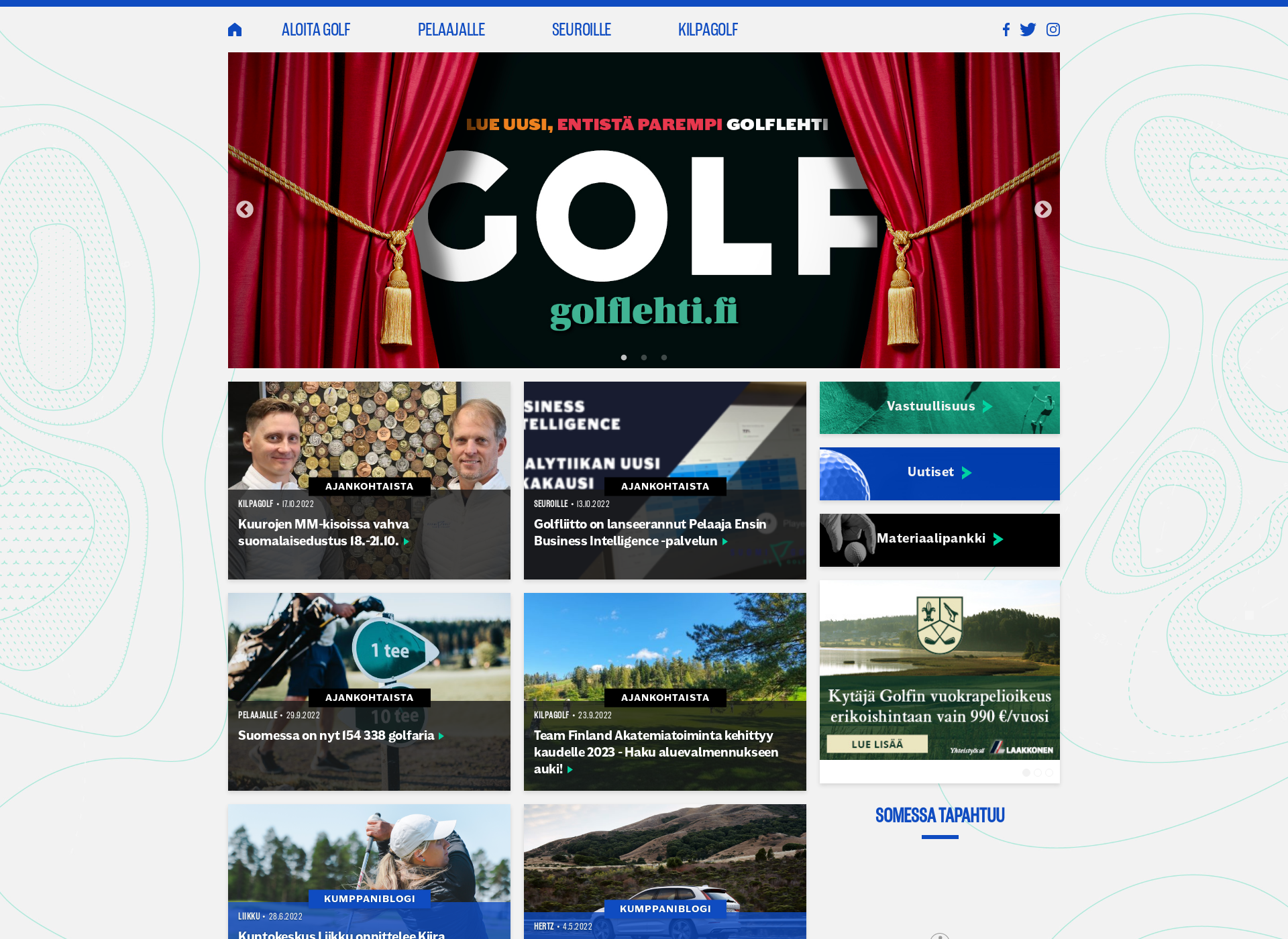 Skärmdump för golf.fi