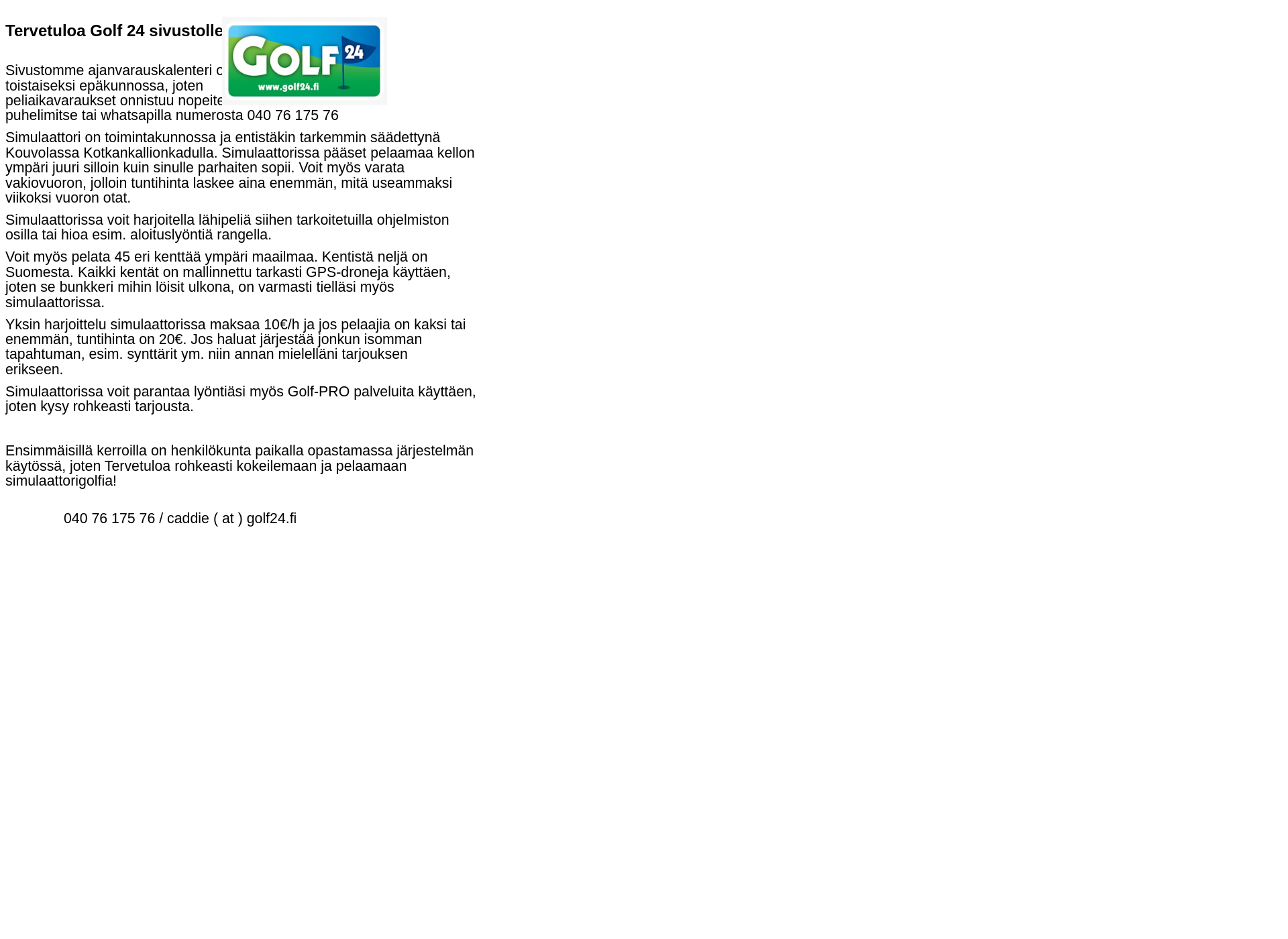 Skärmdump för golf24.fi