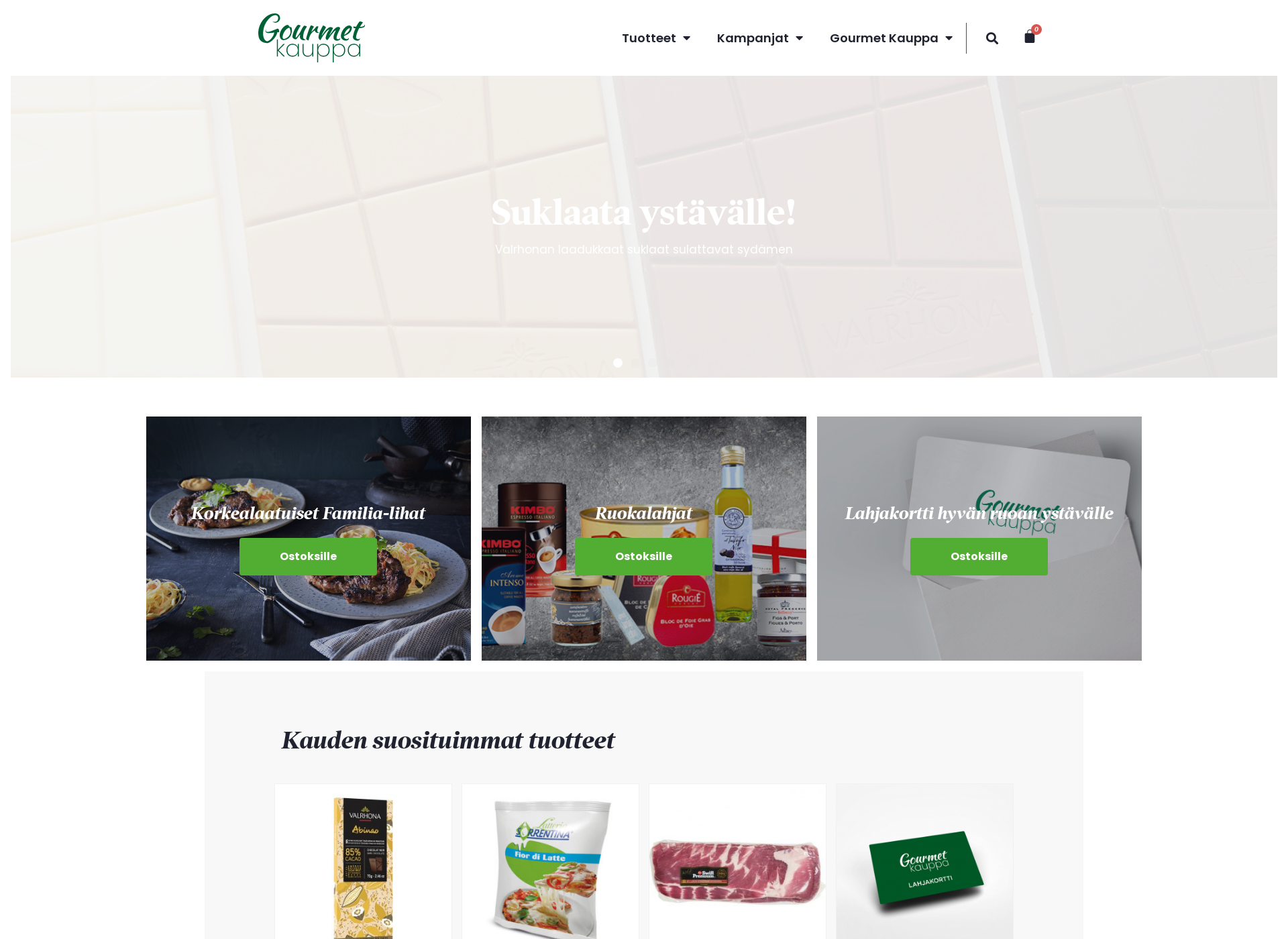 Skärmdump för gourmetkauppa.fi