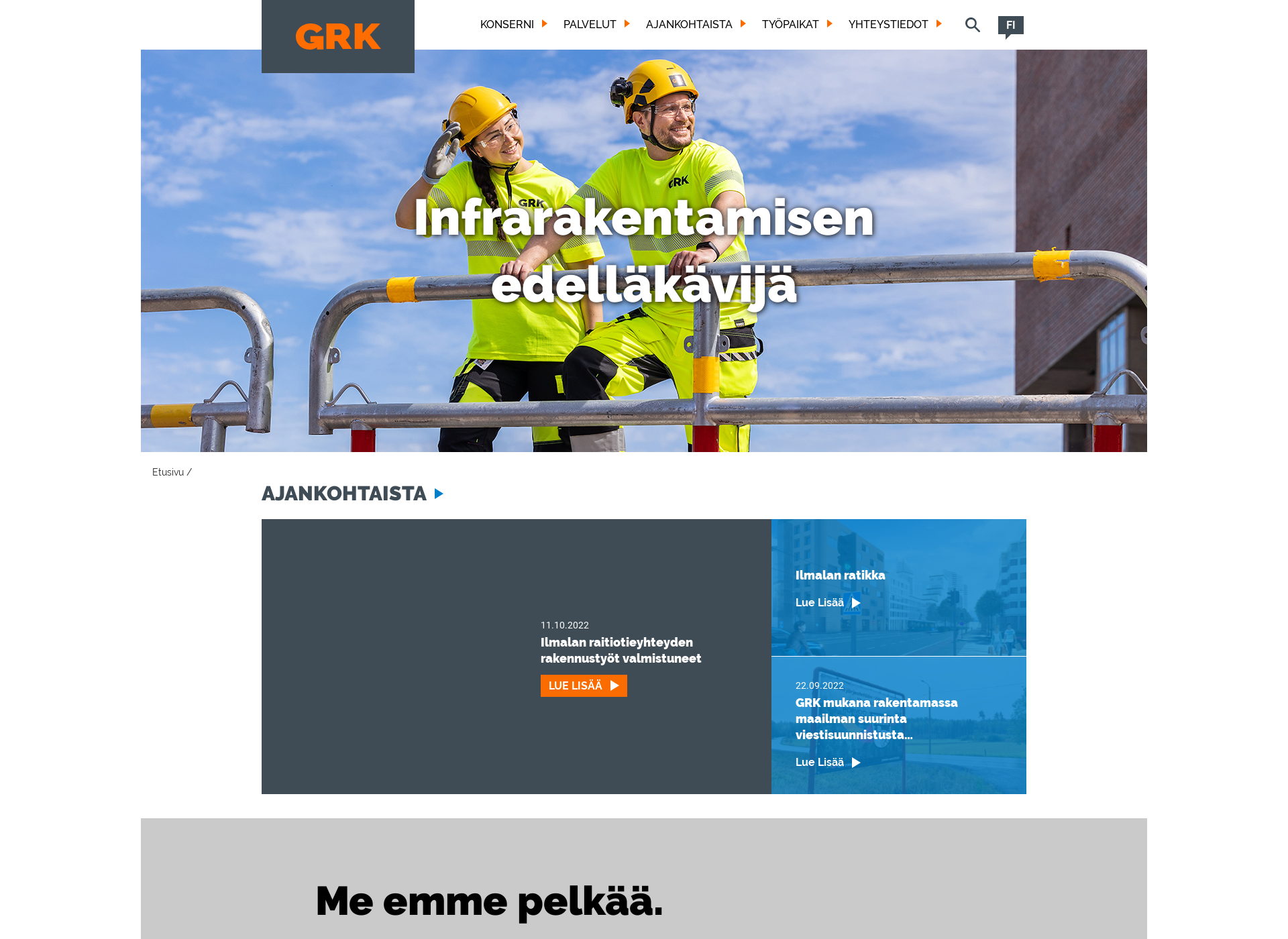 Skärmdump för graniittirakennuskallio.fi