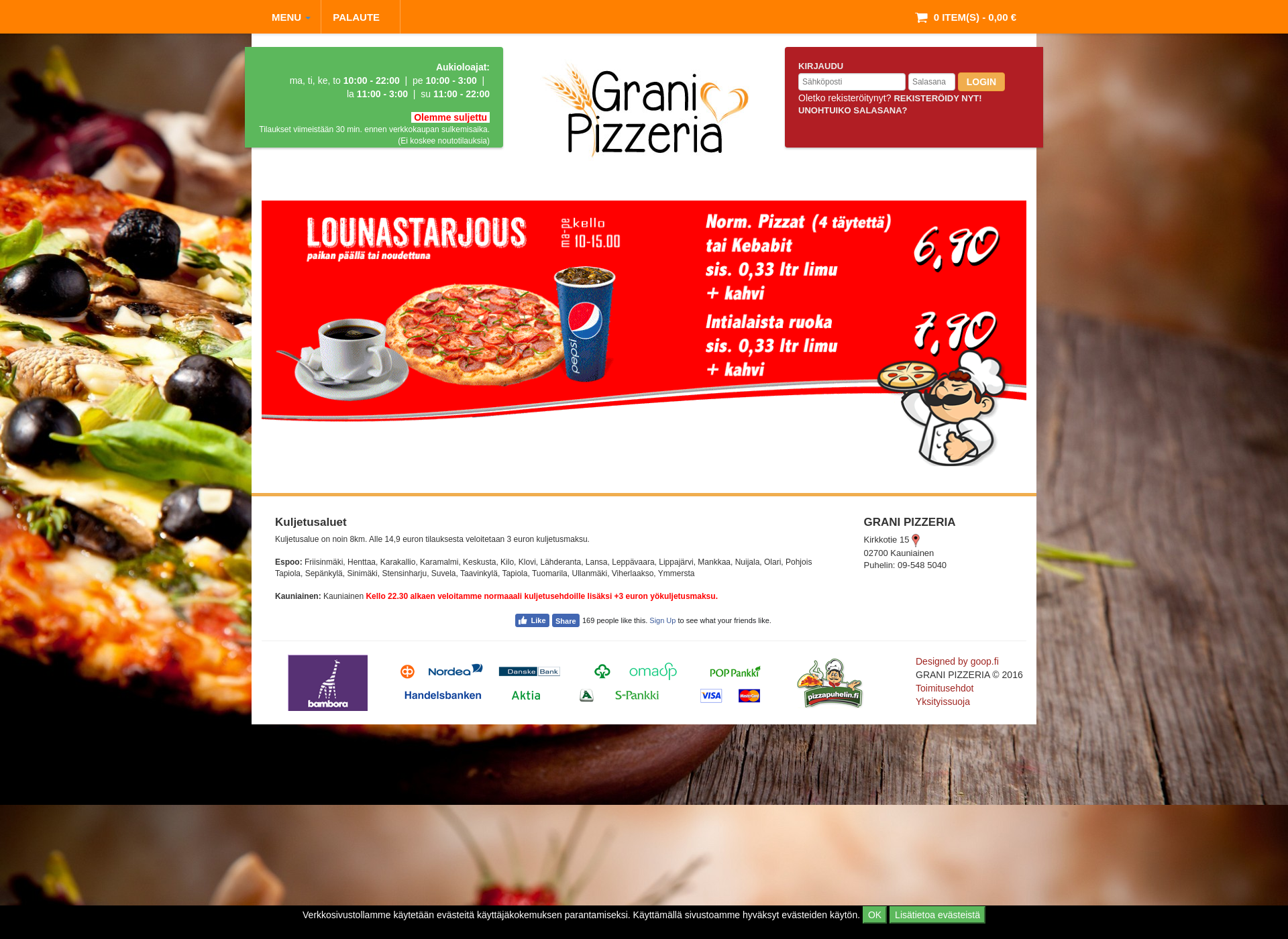 Screenshot for granipizzeria.fi
