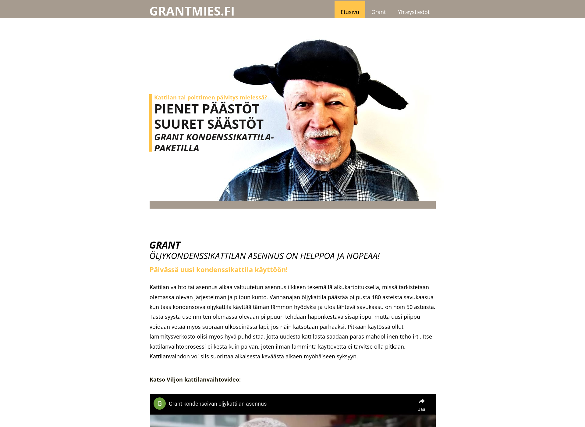 Skärmdump för grantmies.fi