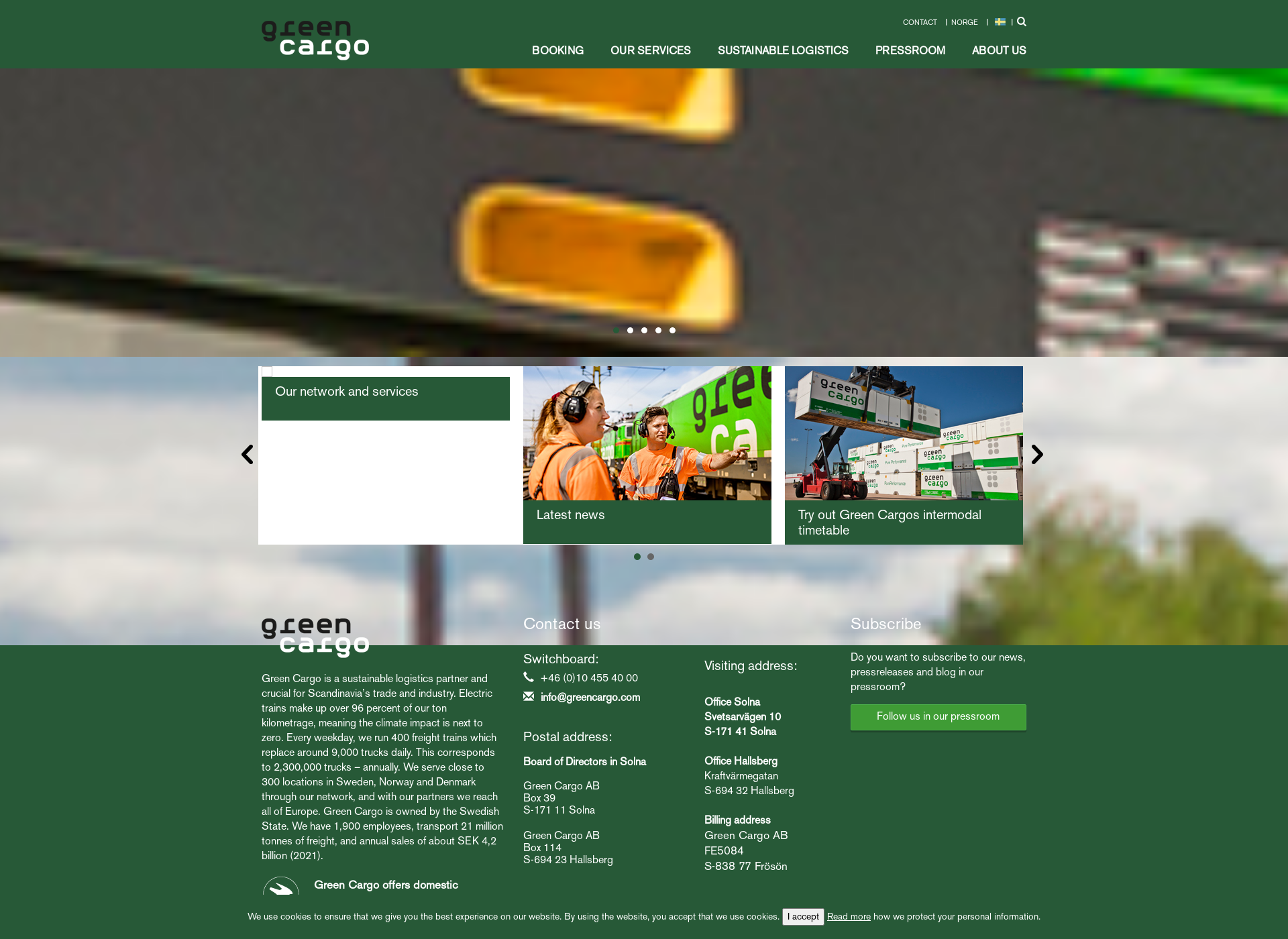 Screenshot for green-cargo.fi