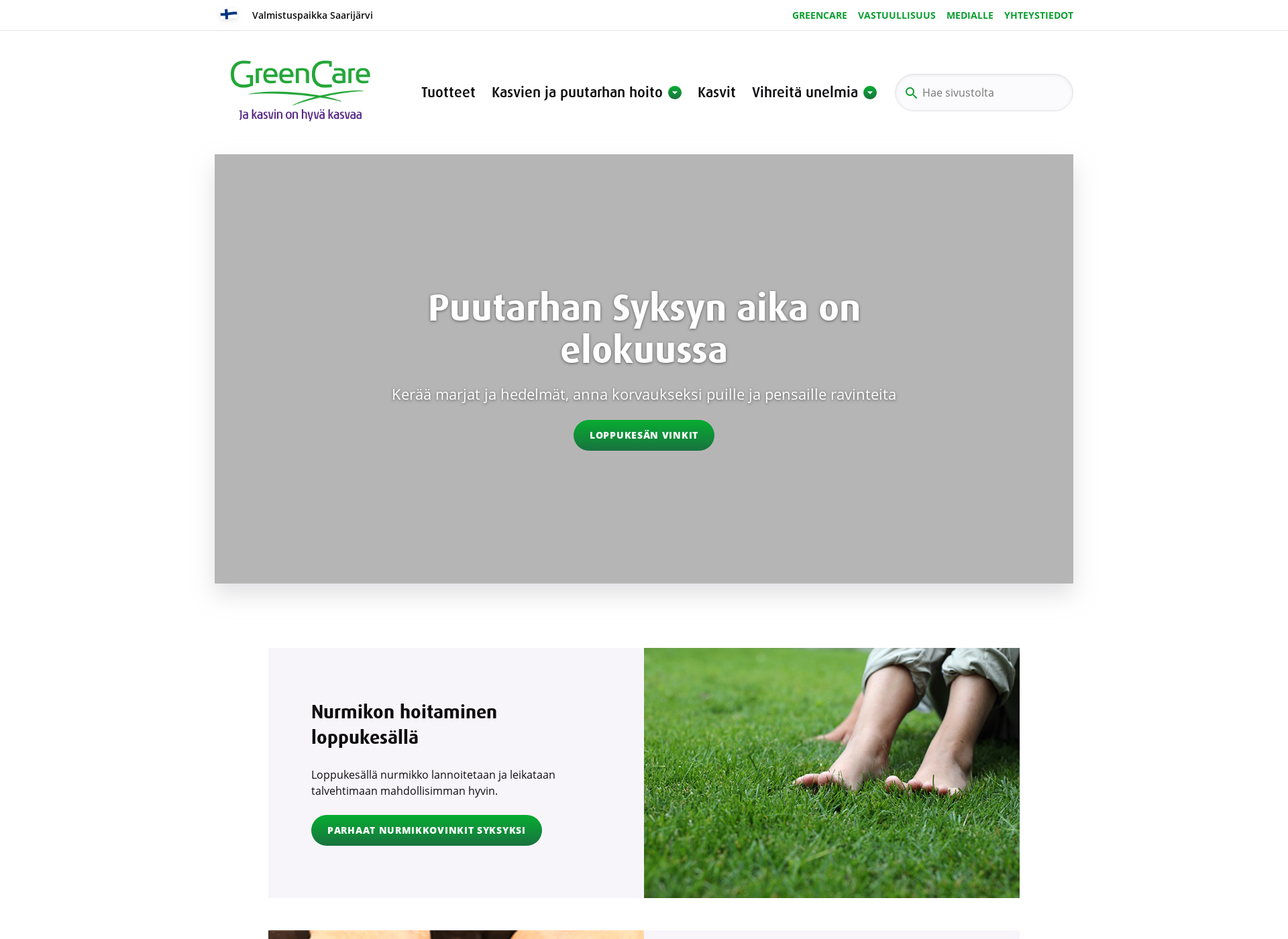 Skärmdump för greencare.fi