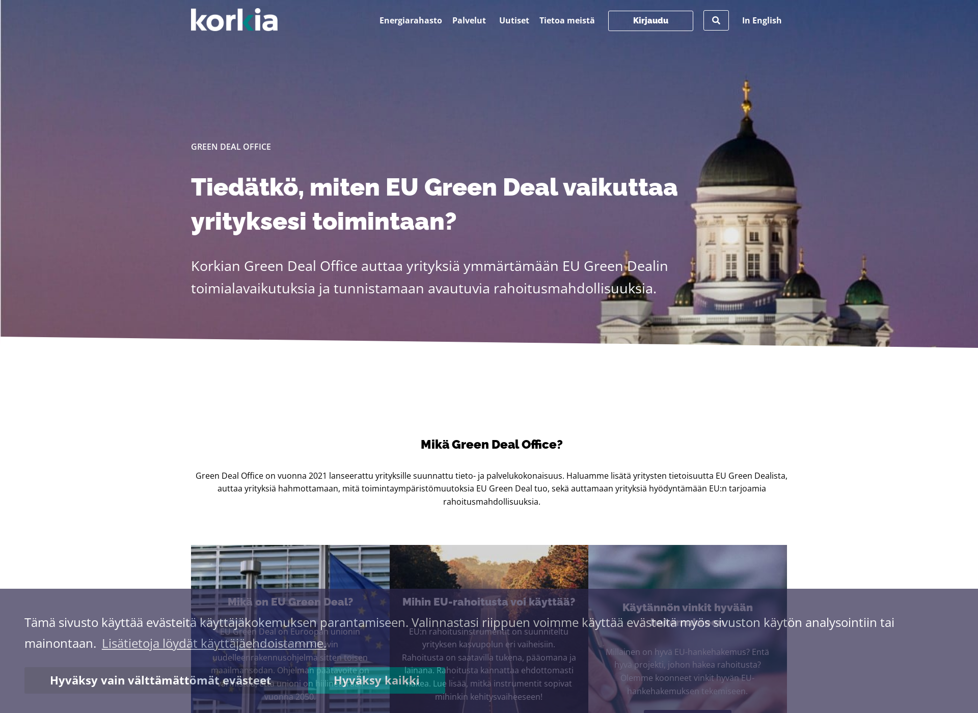 Skärmdump för greendealoffice.fi