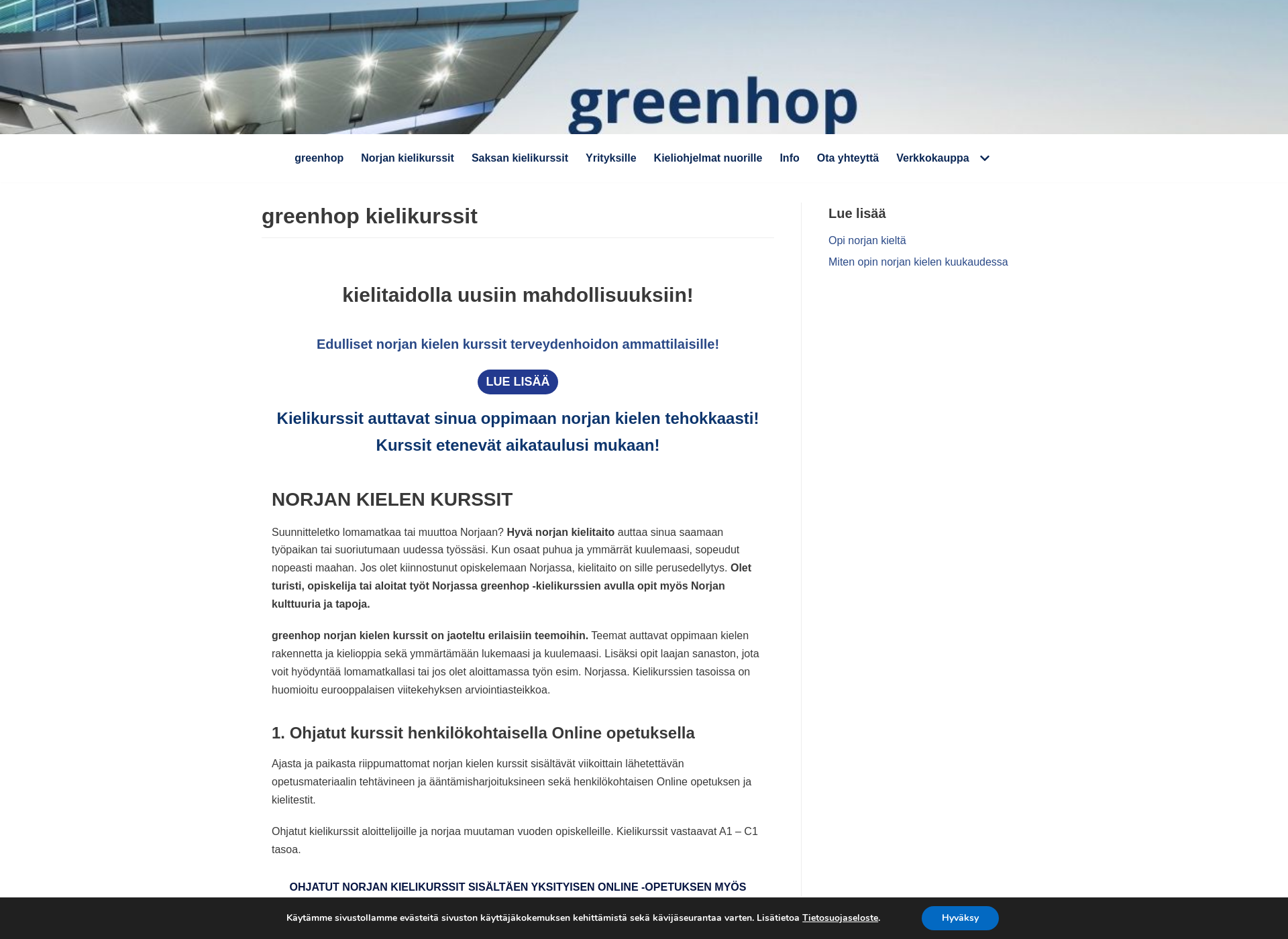 Skärmdump för greenhop.fi