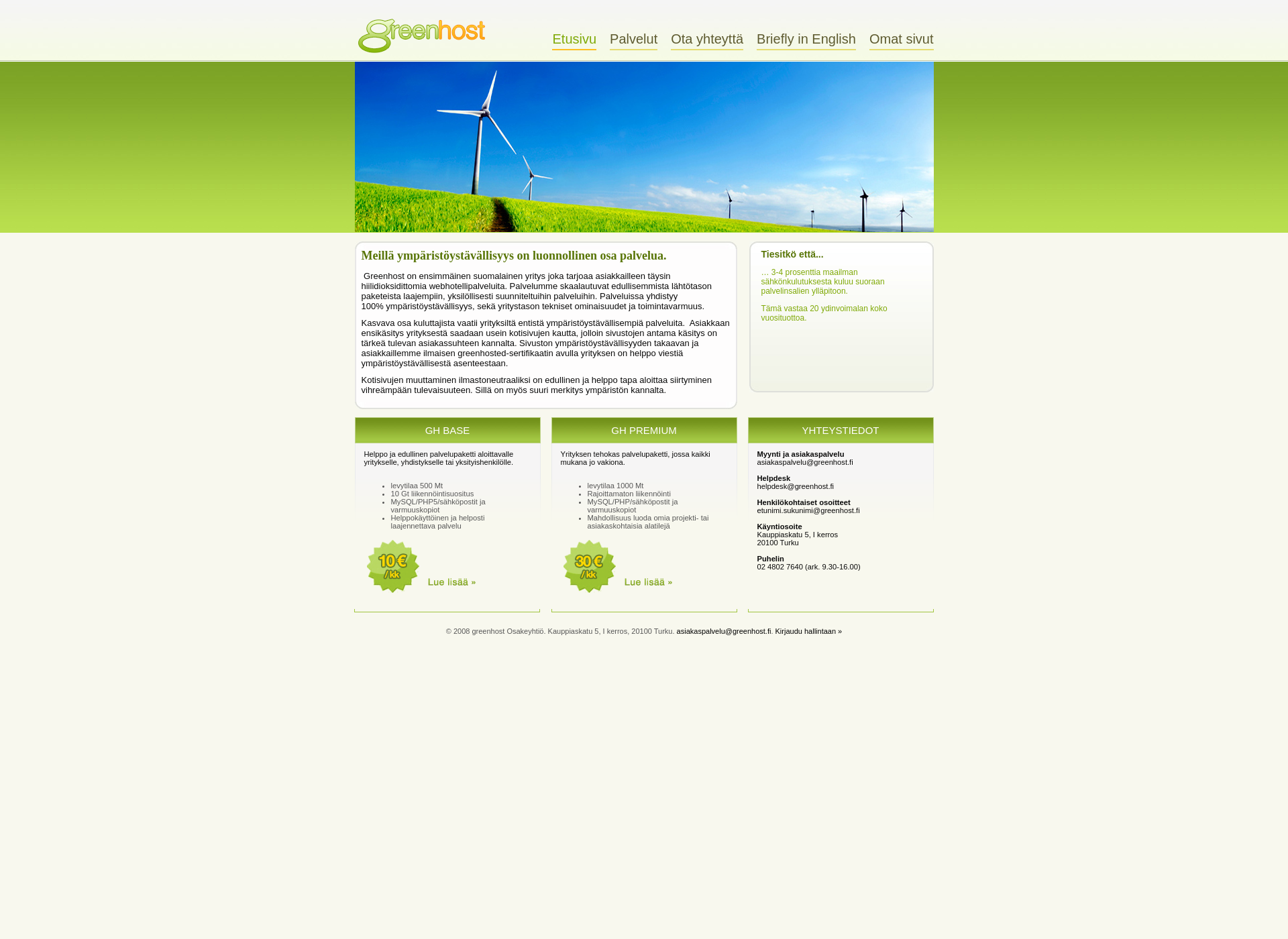 Screenshot for greenhost.fi