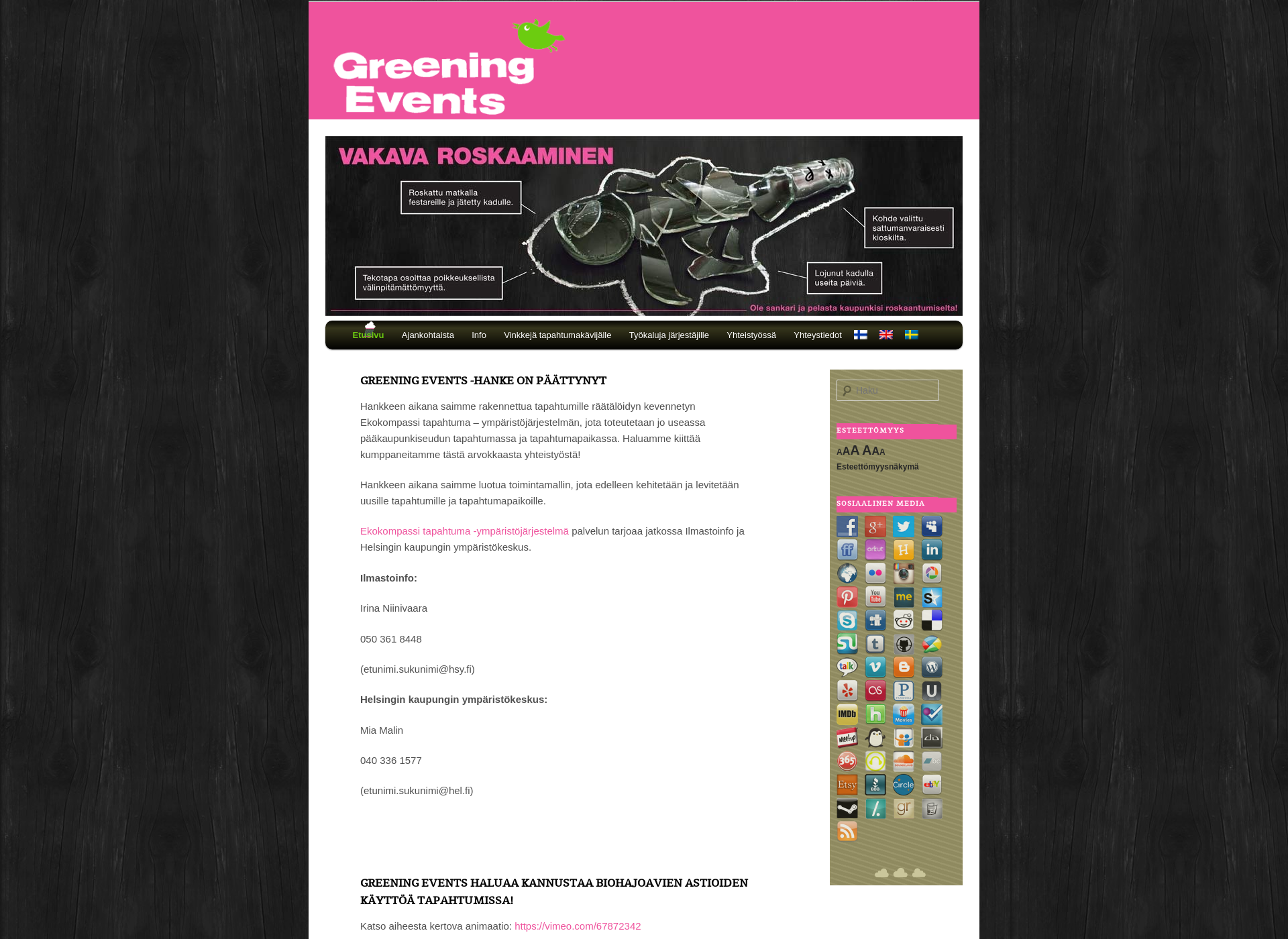 Skärmdump för greeningevents.fi
