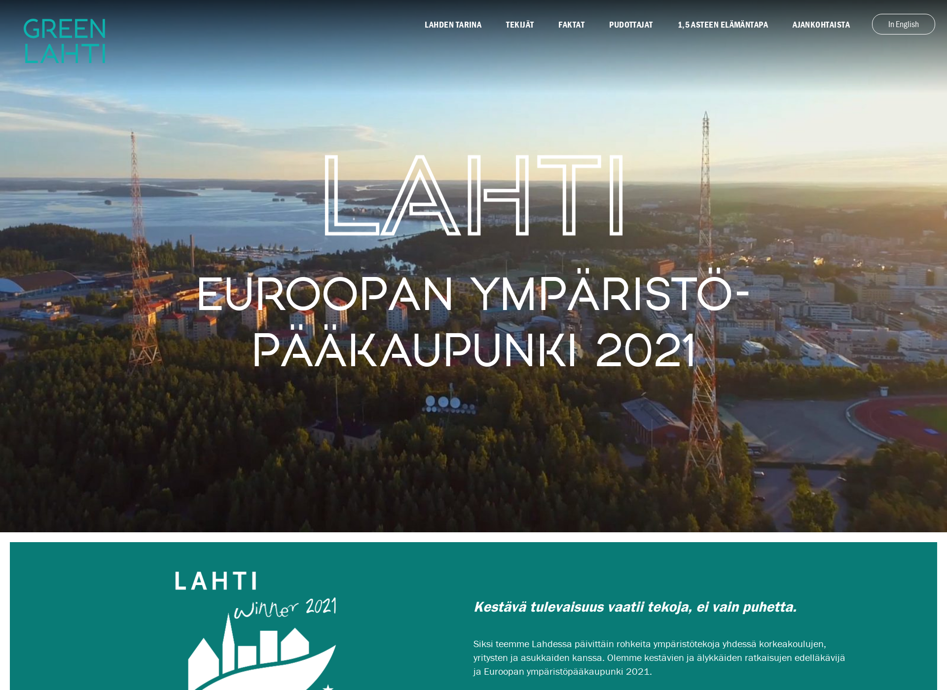 Skärmdump för greenlahti.fi