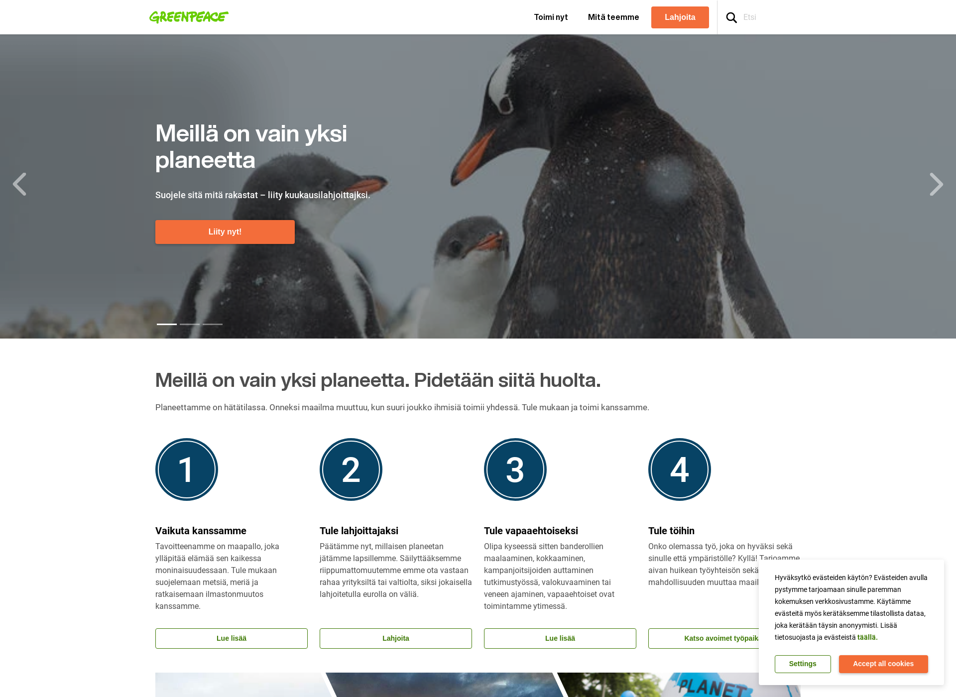 Screenshot for greenpeace.fi