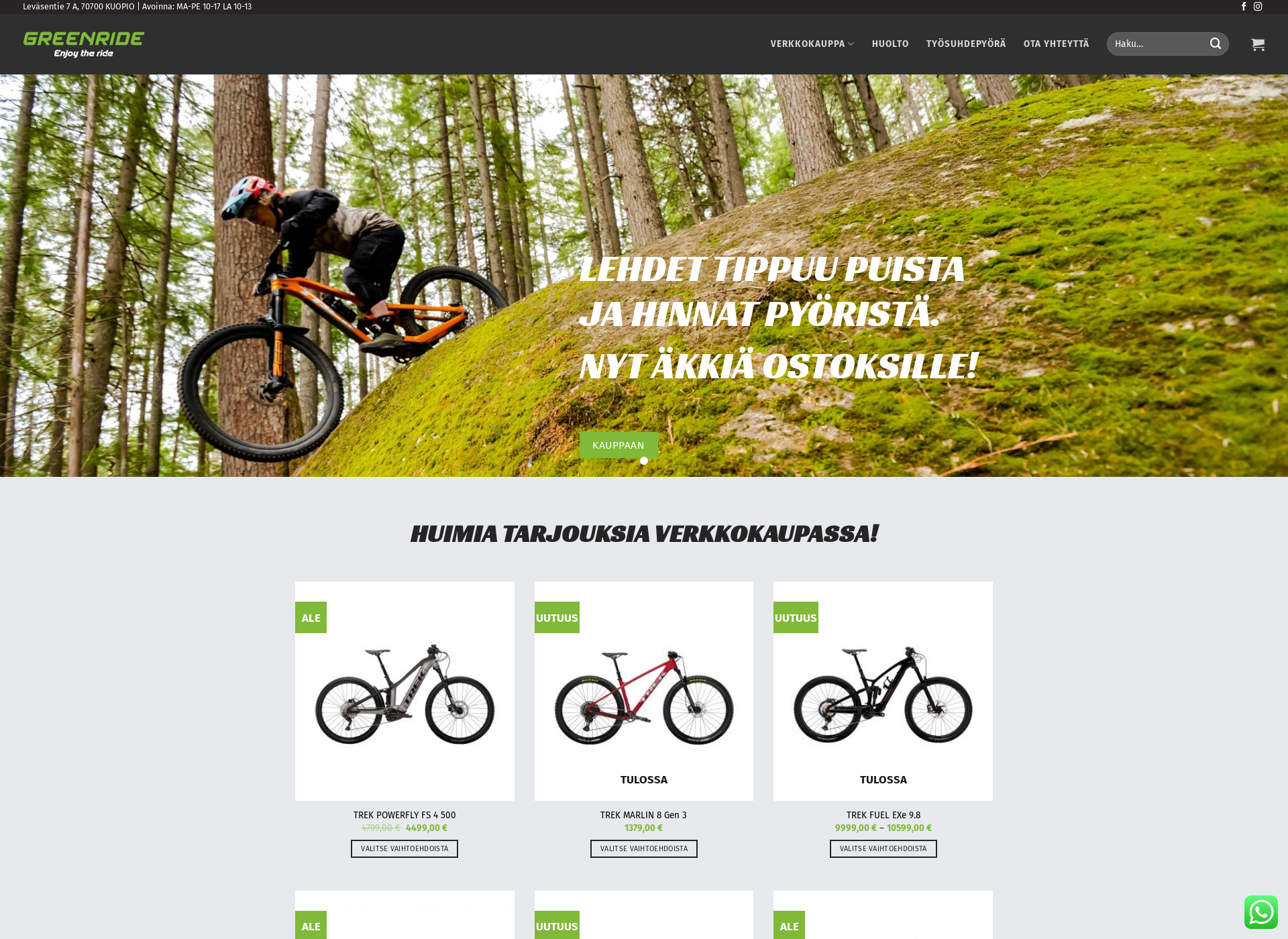 Skärmdump för greenride.fi