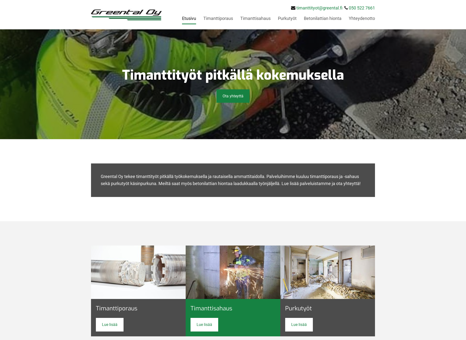 Skärmdump för greental.fi