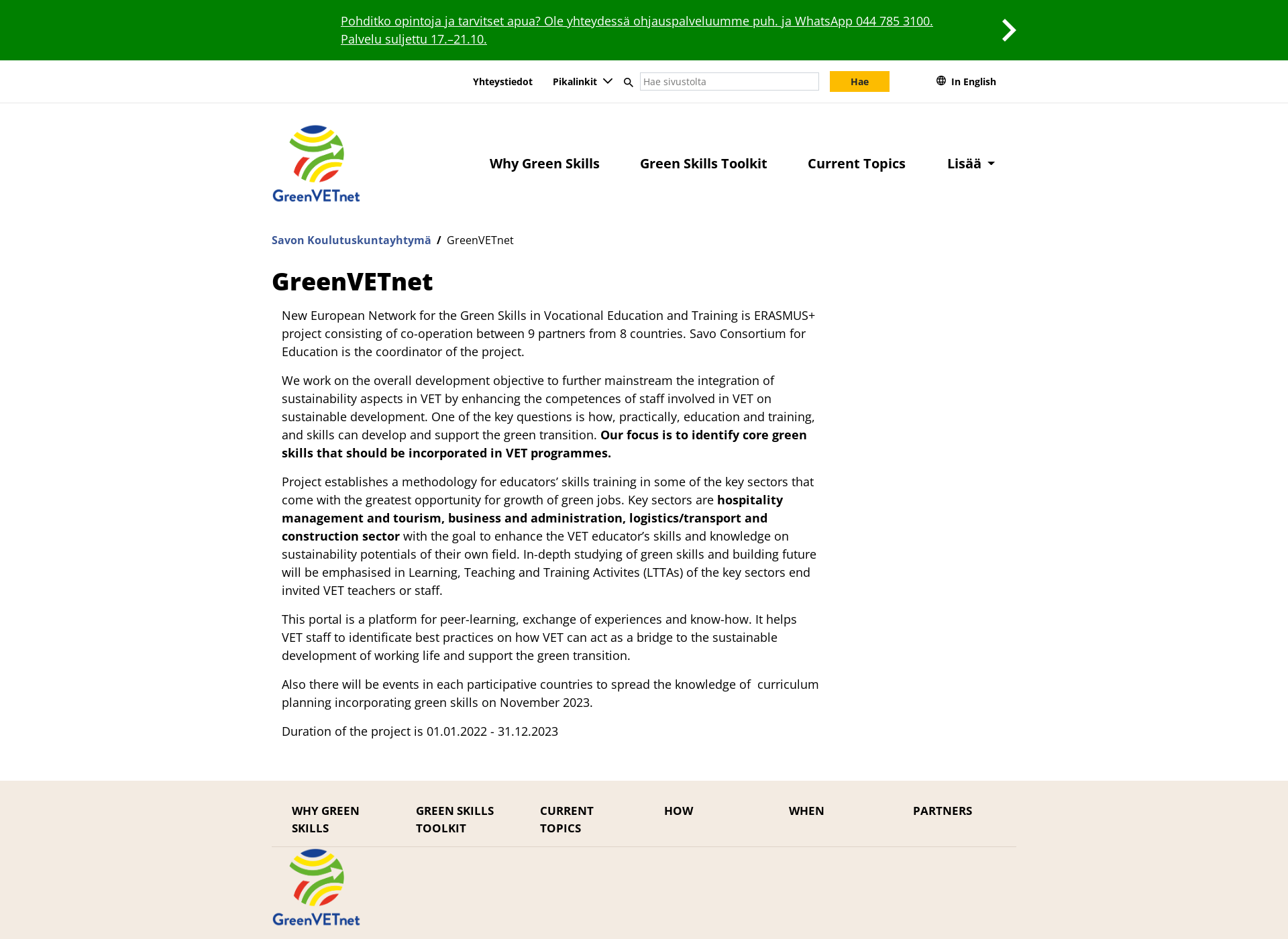Screenshot for greenvetnet.fi