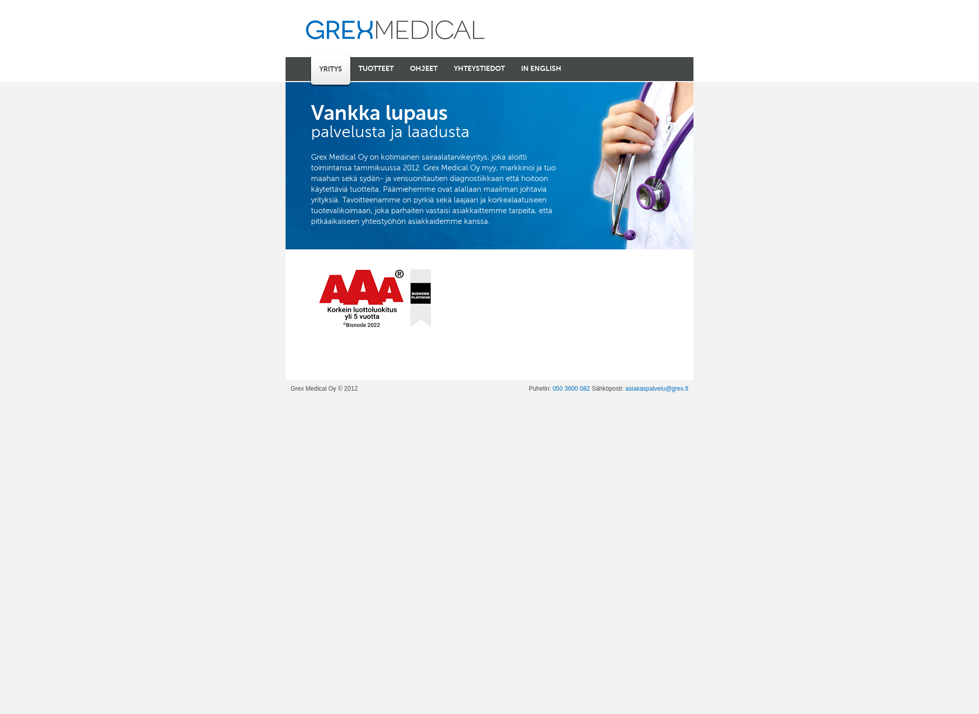 Screenshot for grexmedical.fi