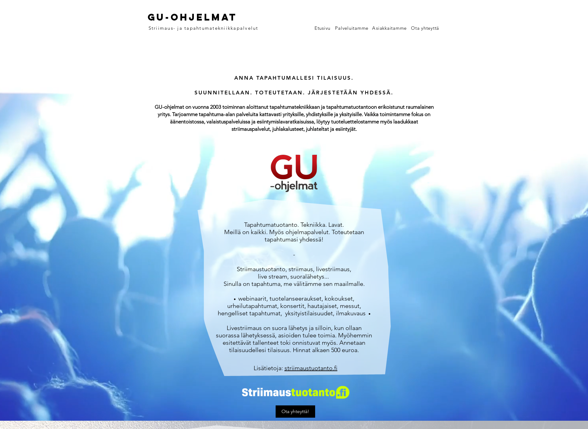 Skärmdump för gu-ohjelmat.fi