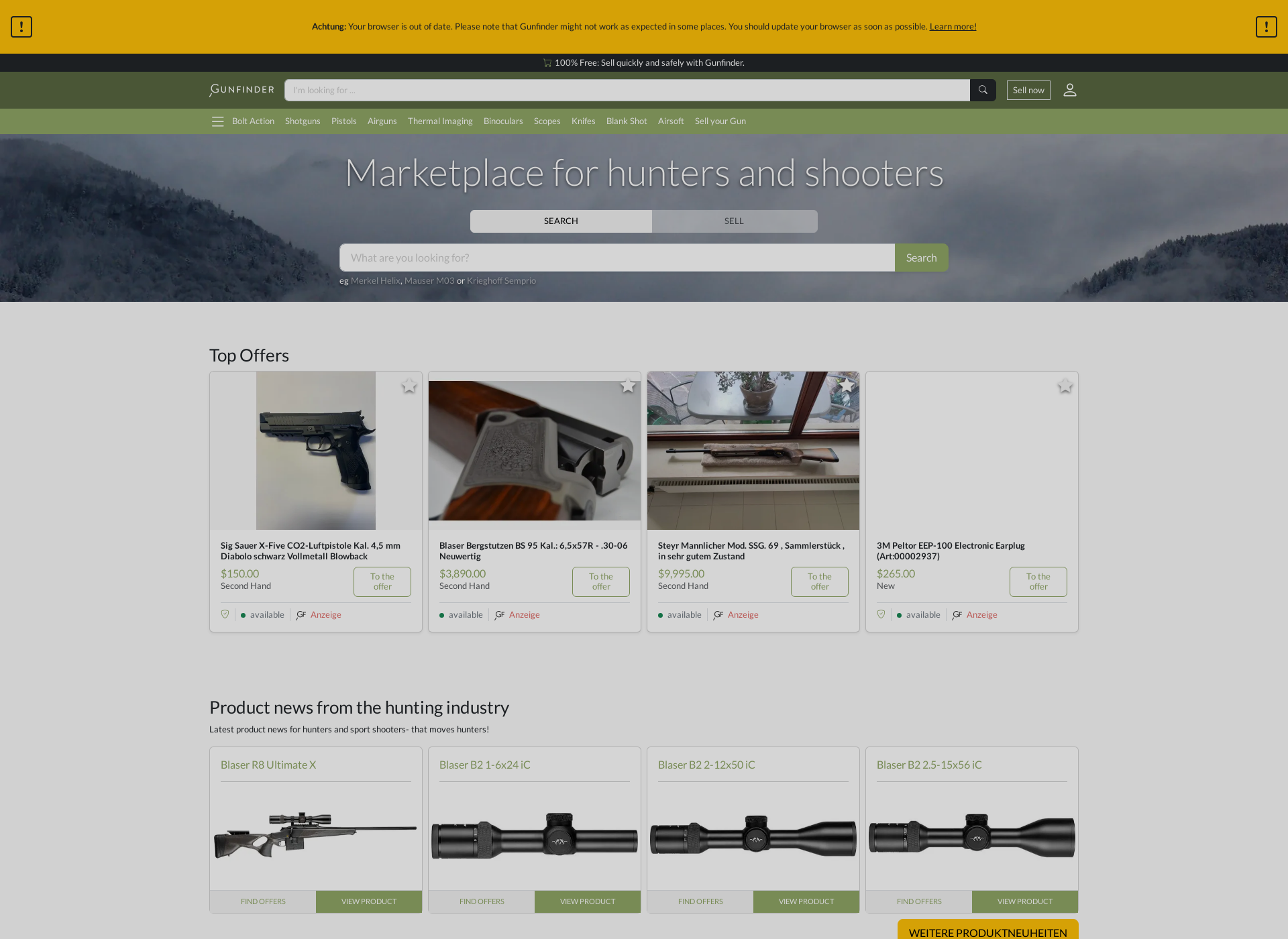 Screenshot for gunfinder.fi