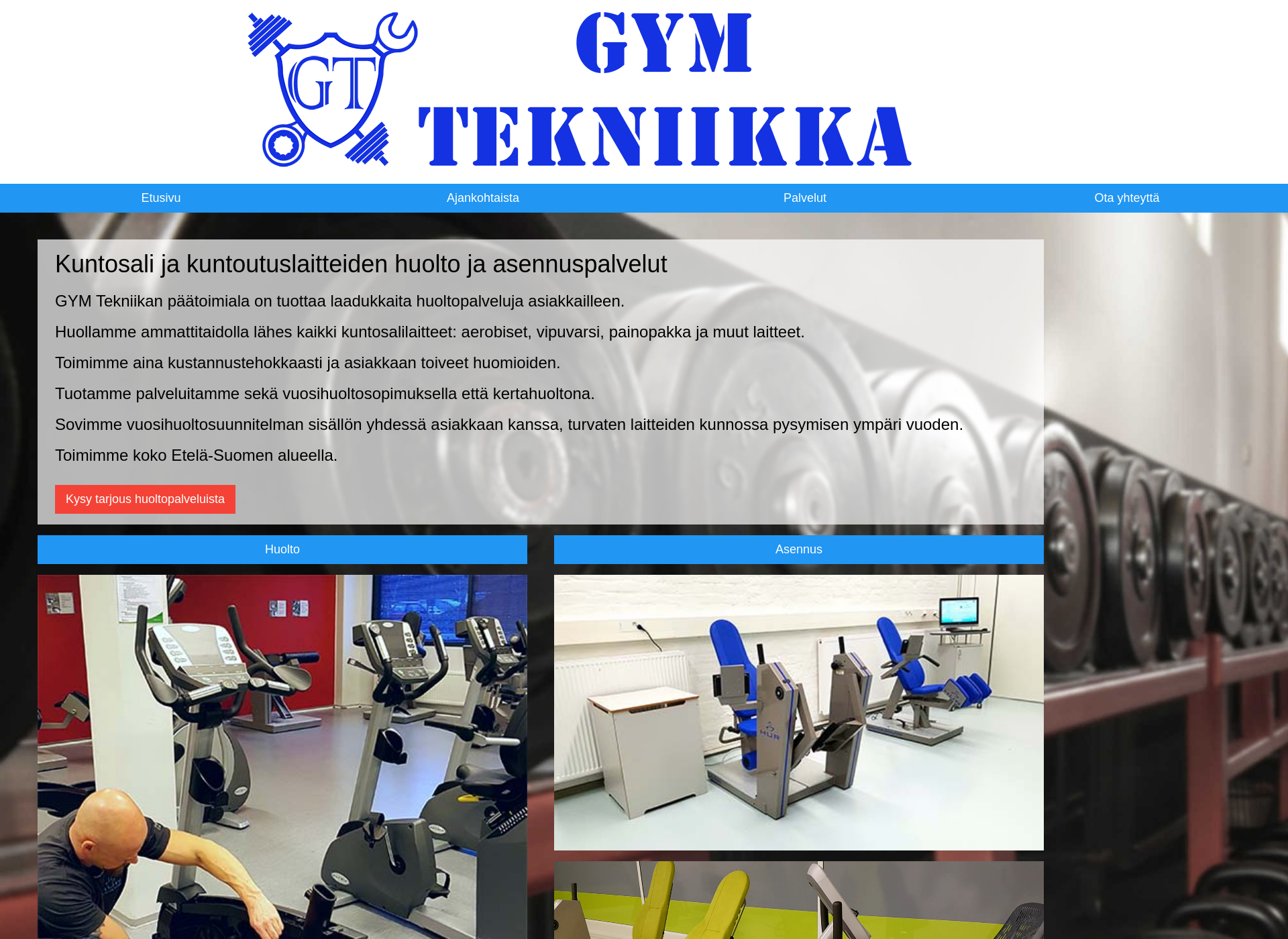 Skärmdump för gymtekniikka.fi