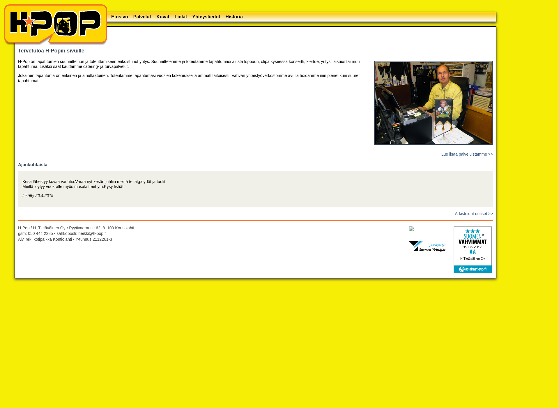 Skärmdump för h-pop.fi