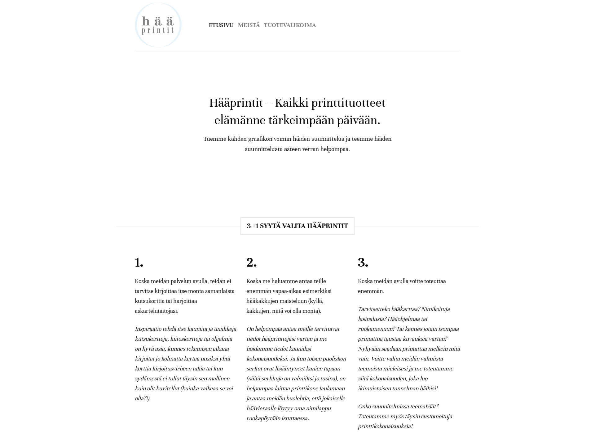 Skärmdump för haaprintit.fi