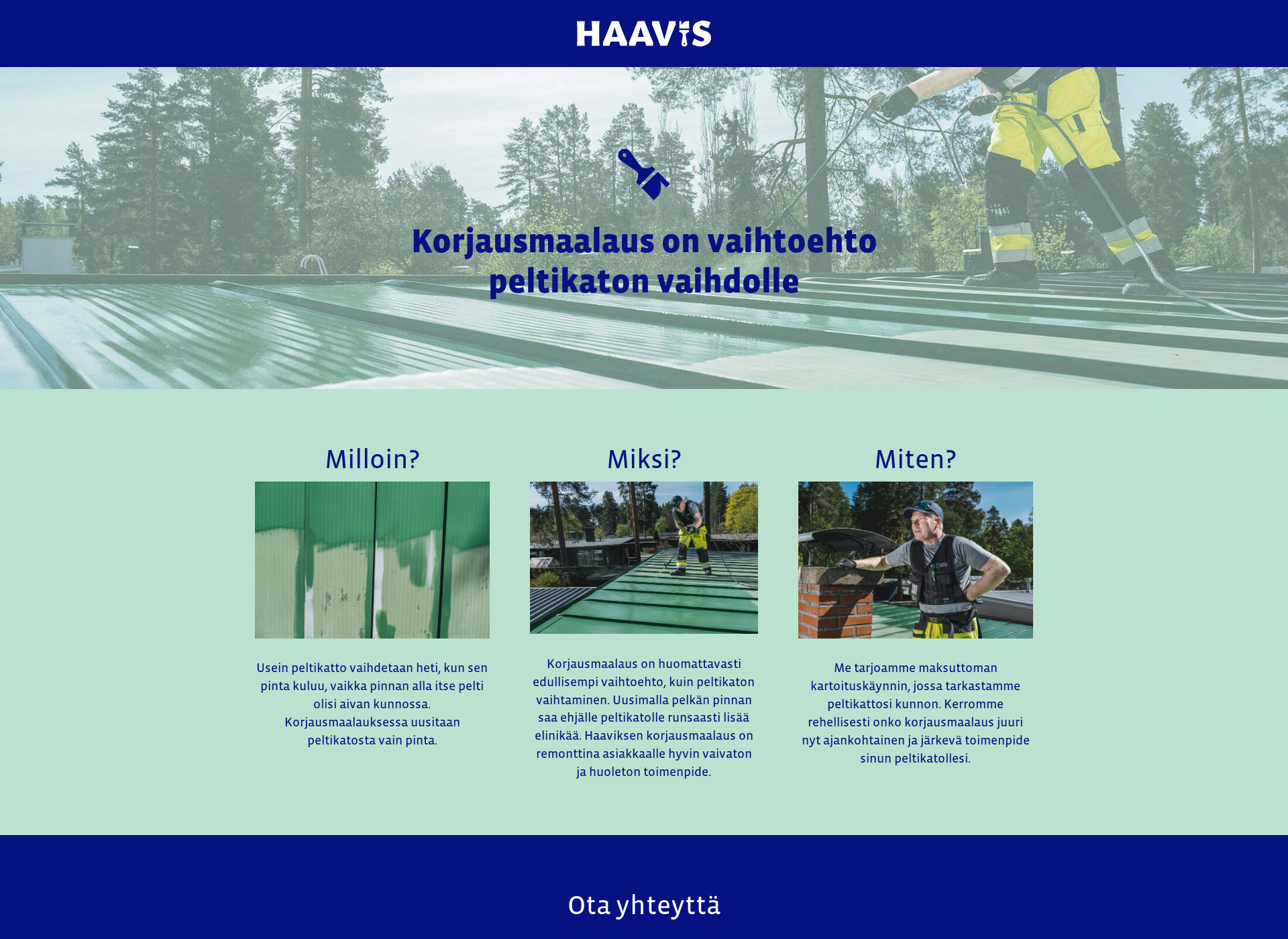Skärmdump för haavis.fi