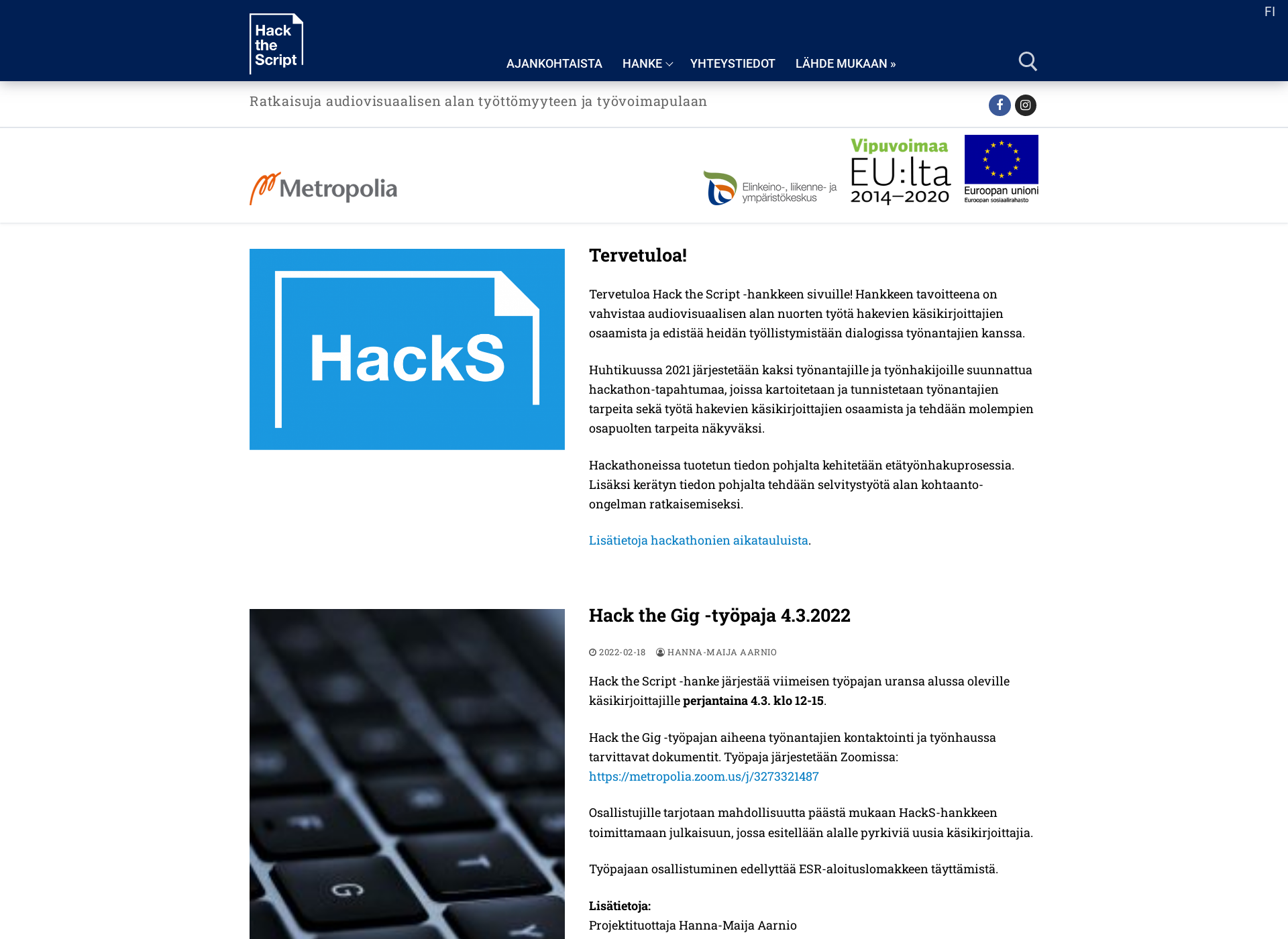Skärmdump för hackthescript.fi