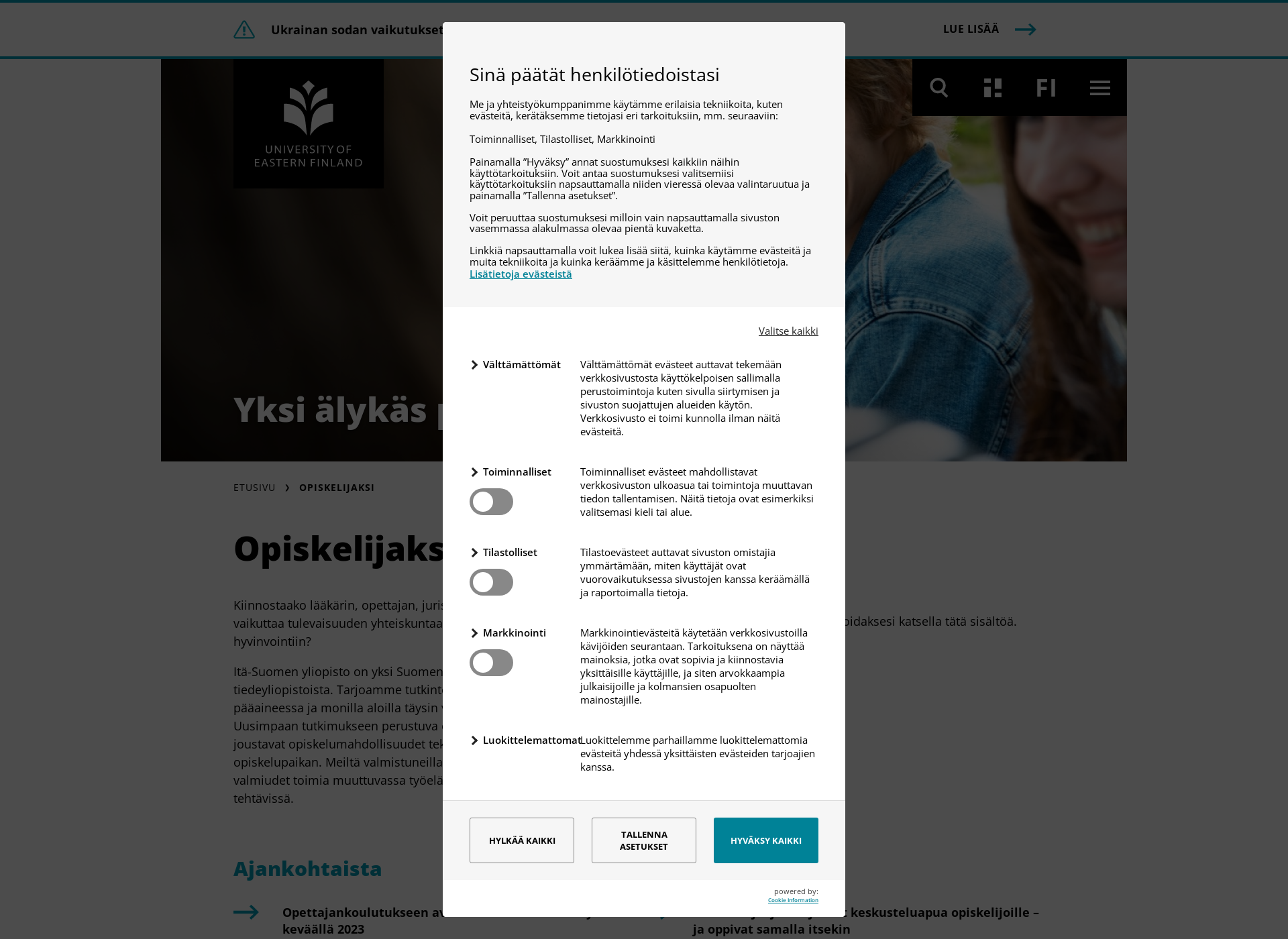 Screenshot for haeyliopistoon.fi