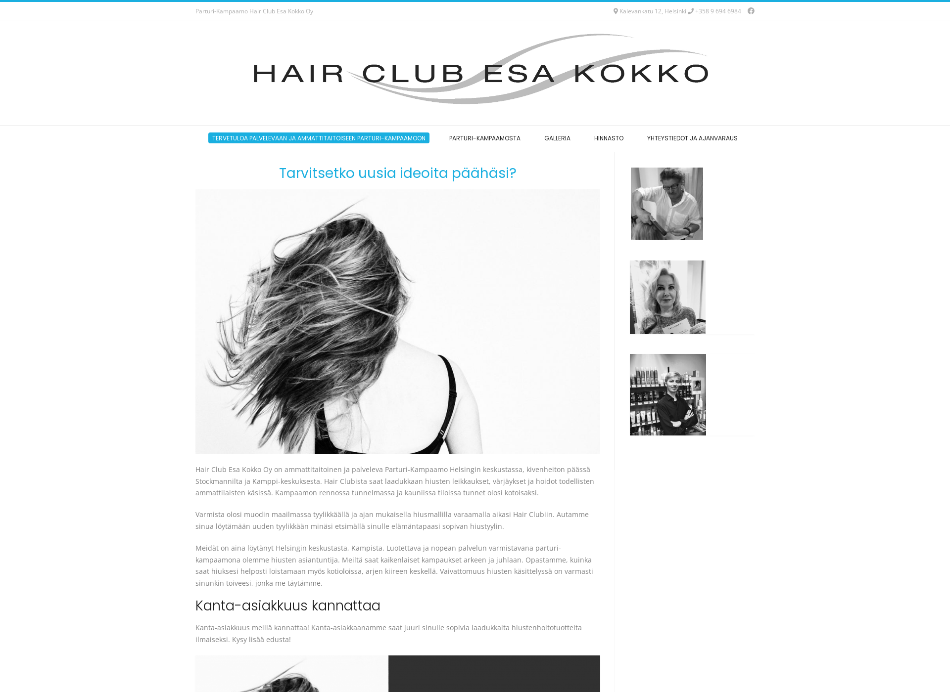 Skärmdump för hairclub.fi