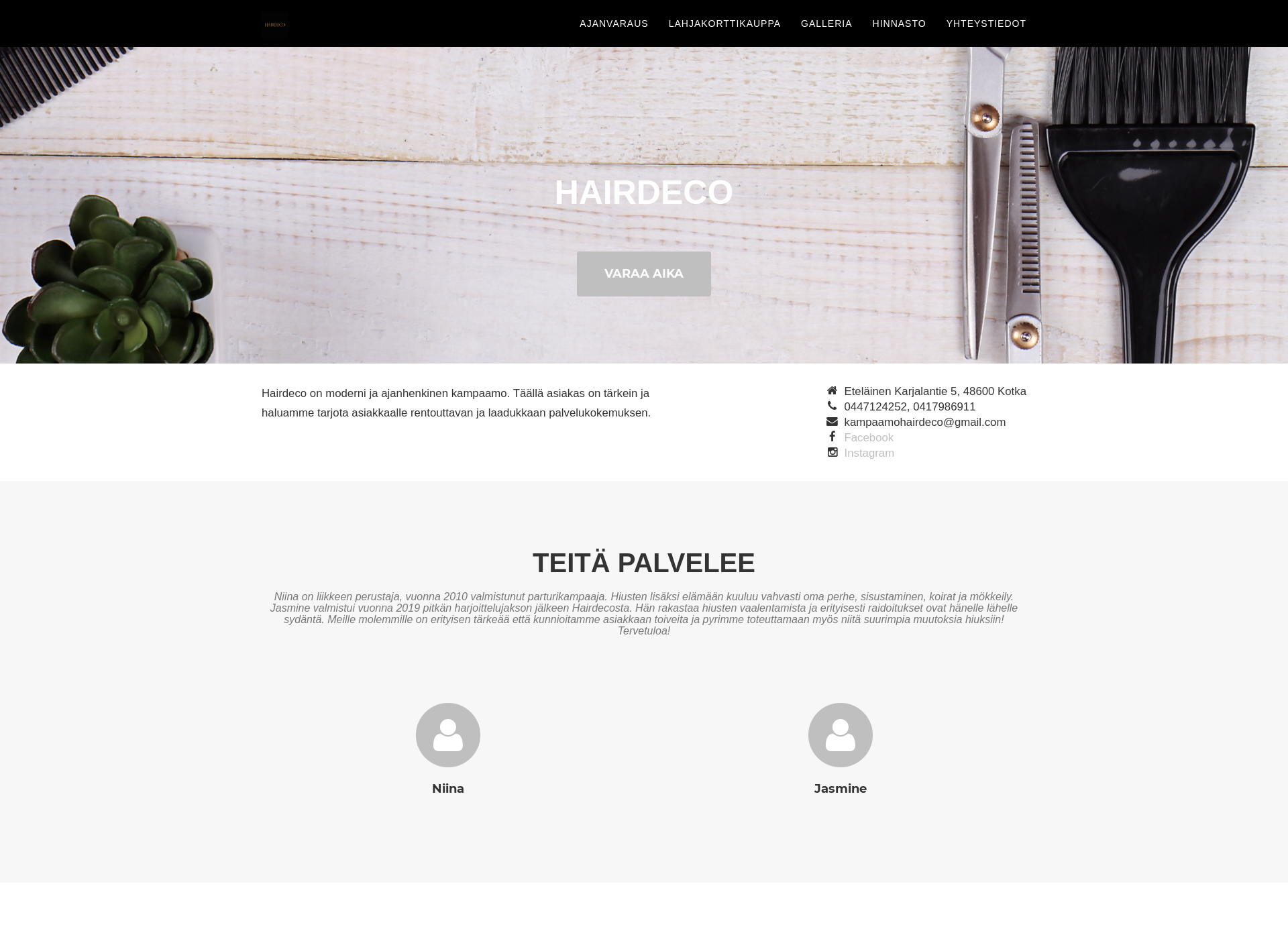 Screenshot for hairdeco.fi