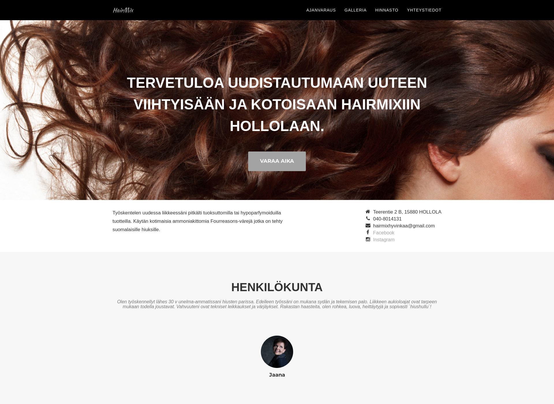 Screenshot for hairmix.fi
