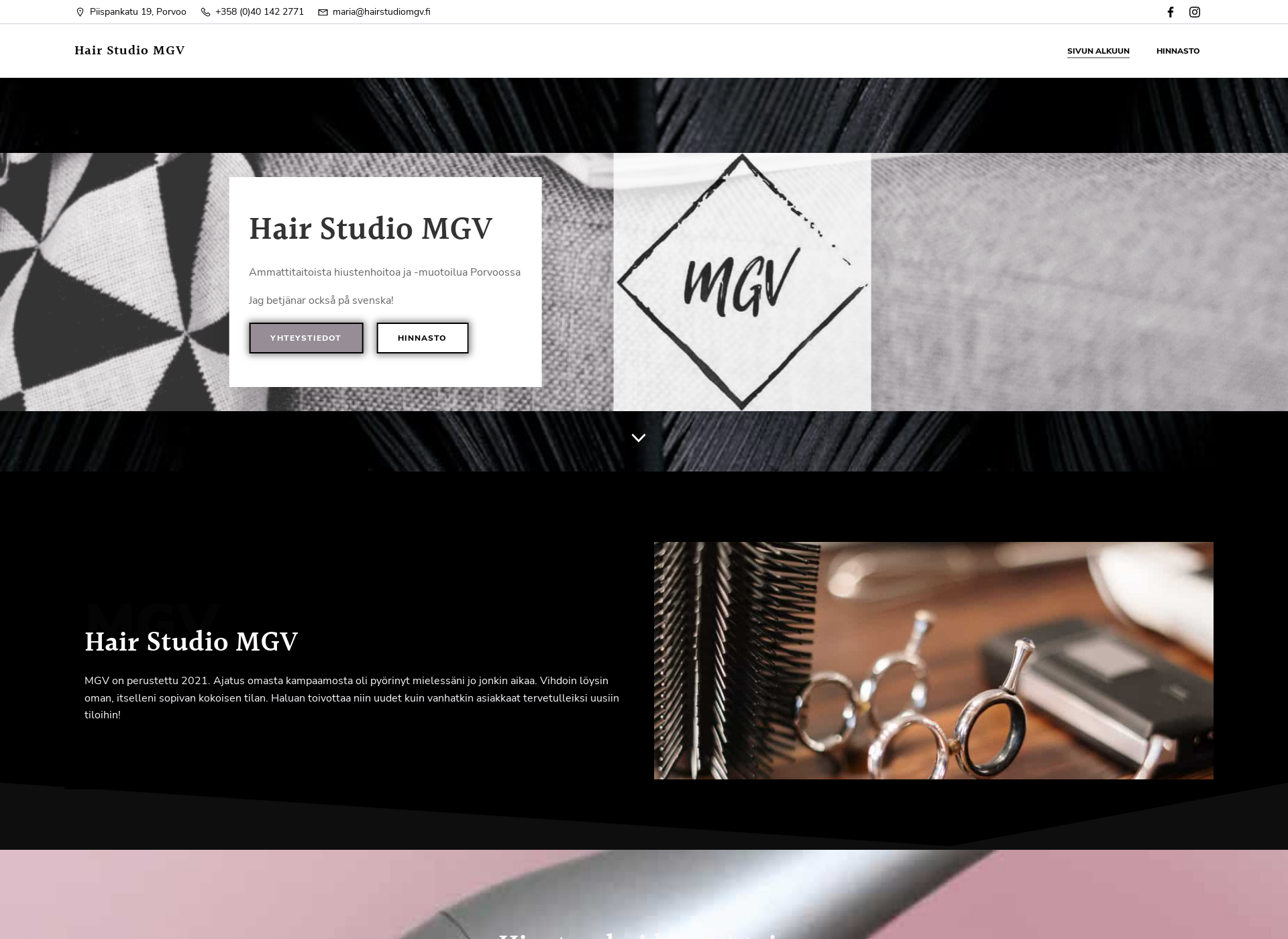 Skärmdump för hairstudiomgv.fi
