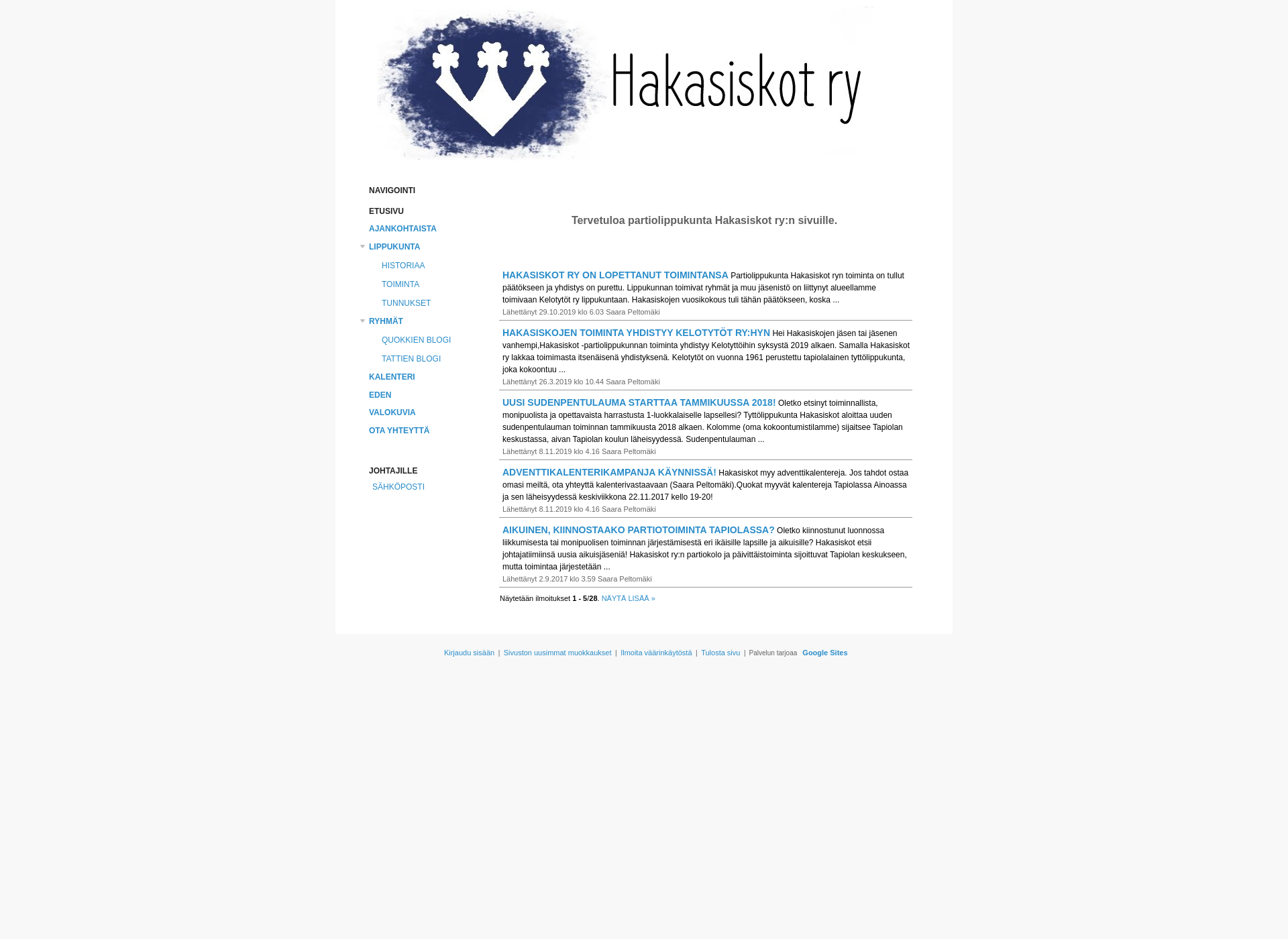Skärmdump för hakasiskot.fi