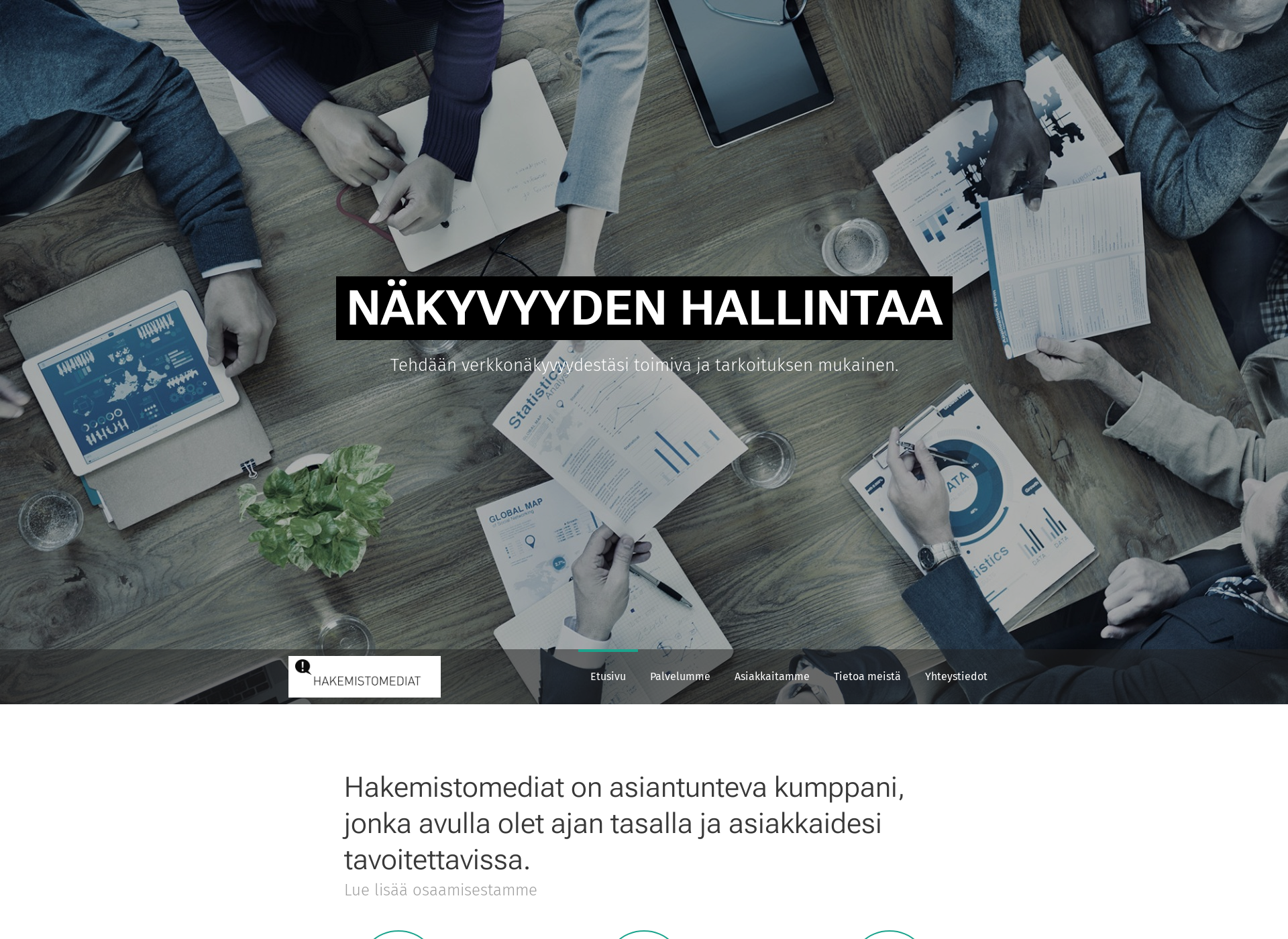 Skärmdump för hakemistomediat.fi