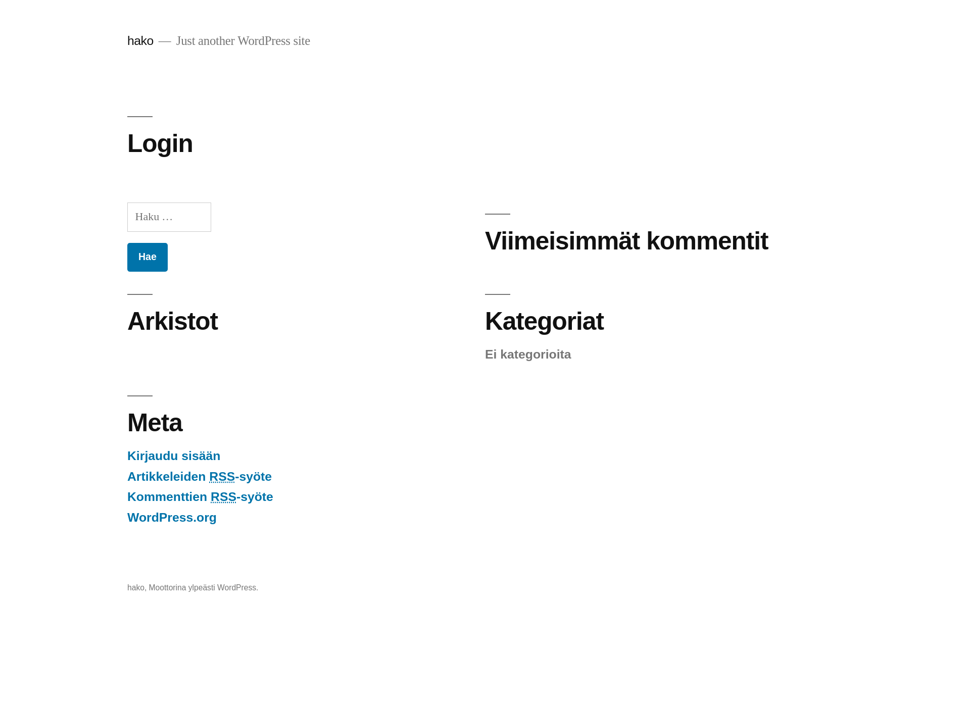 Skärmdump för hakohuoletonapp.fi