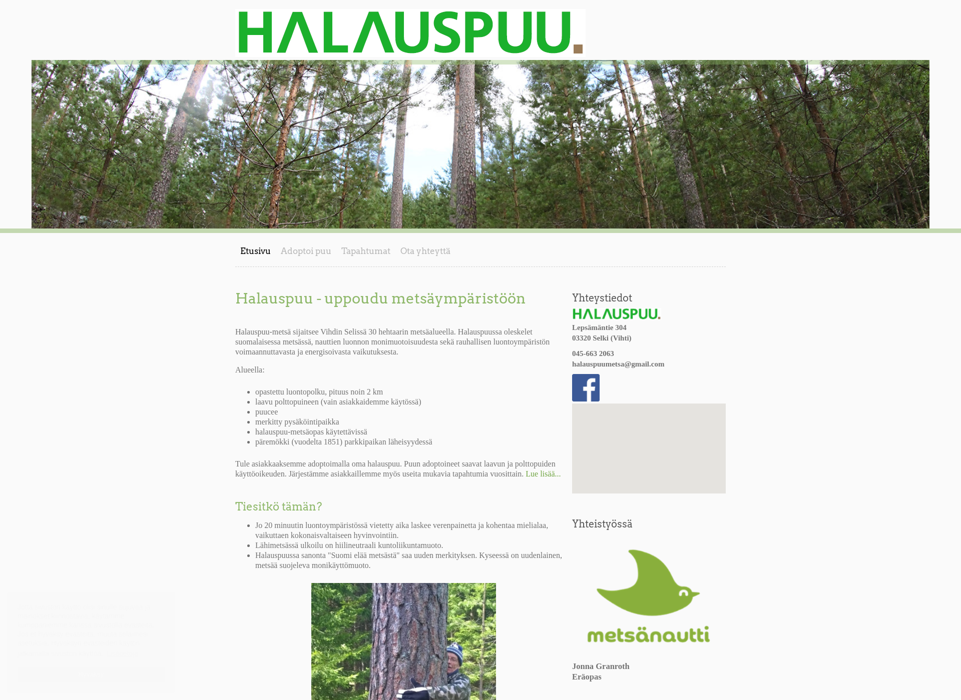 Skärmdump för halauspuu.fi