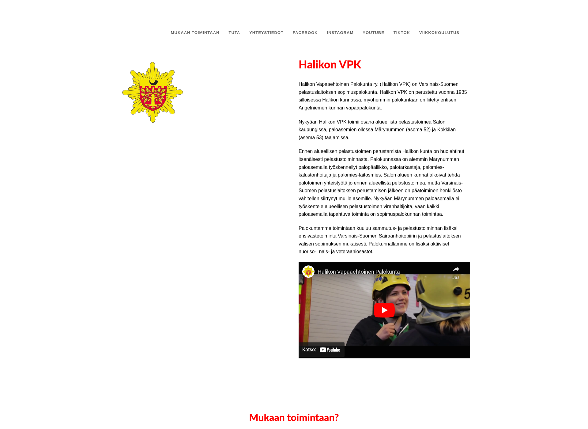 Skärmdump för halikonvpk.fi