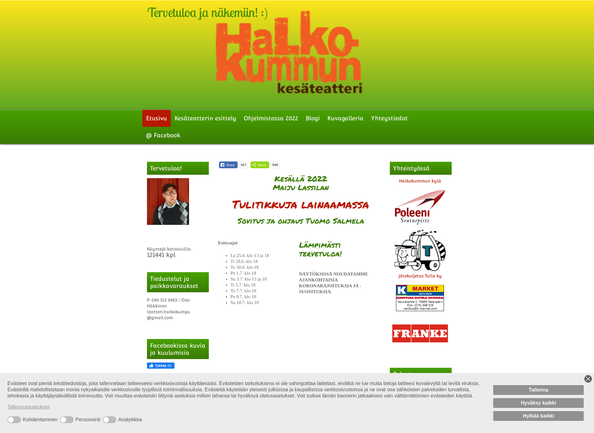 Skärmdump för halkokummunteatteri.fi