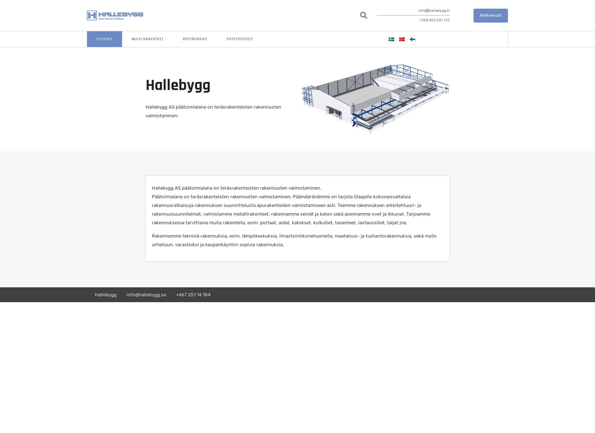 Screenshot for hallebygg.fi