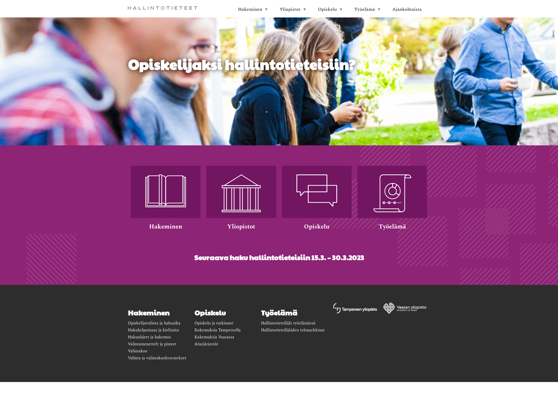 Screenshot for hallintotieteet.fi